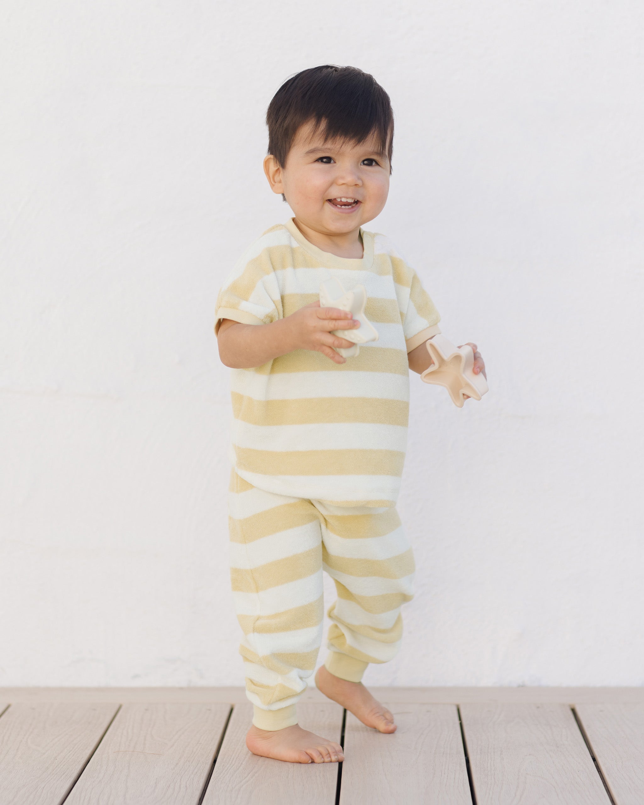 -Terry Tee + Pant Set || Yellow Stripe-