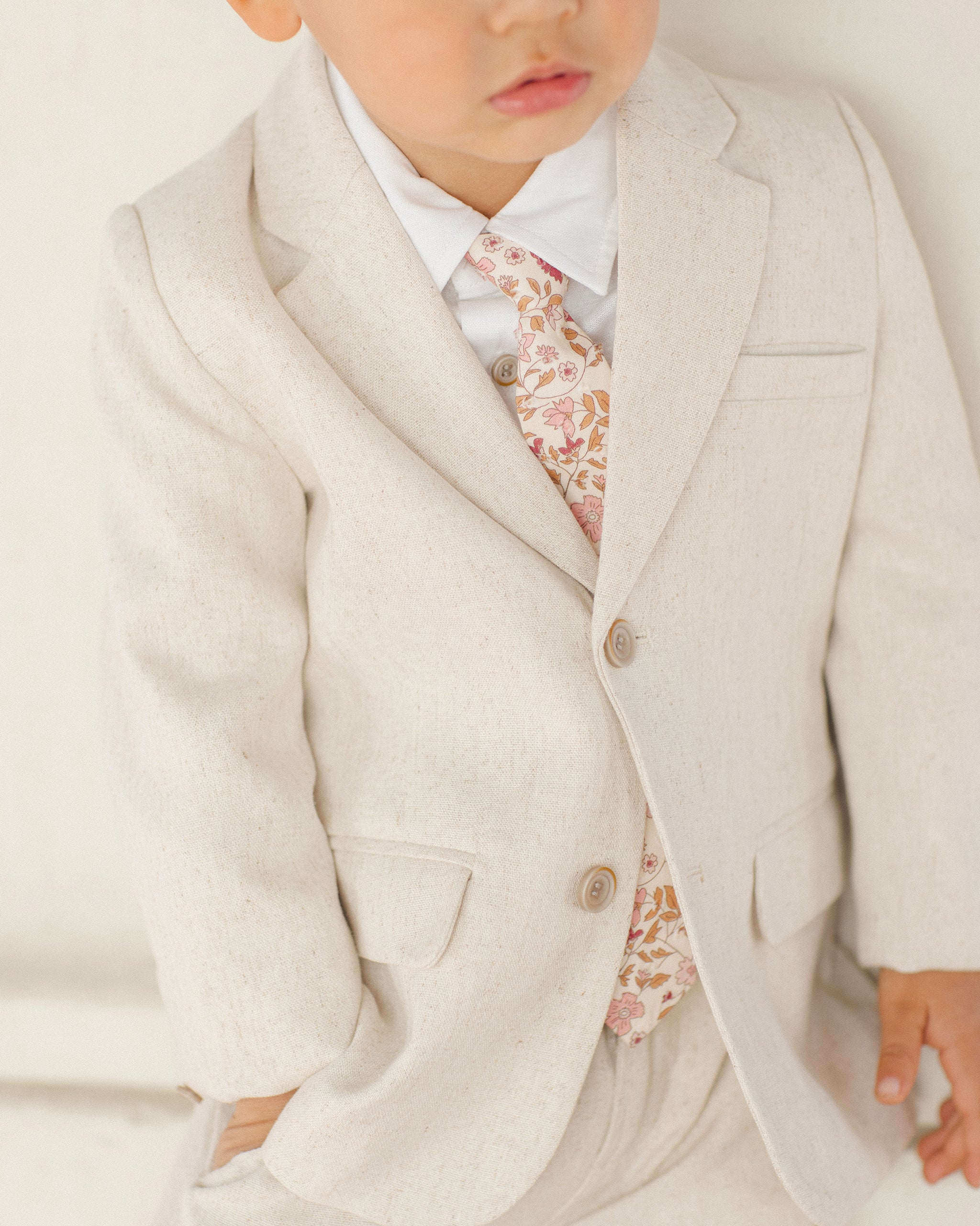 Cravate fine || Toile rose