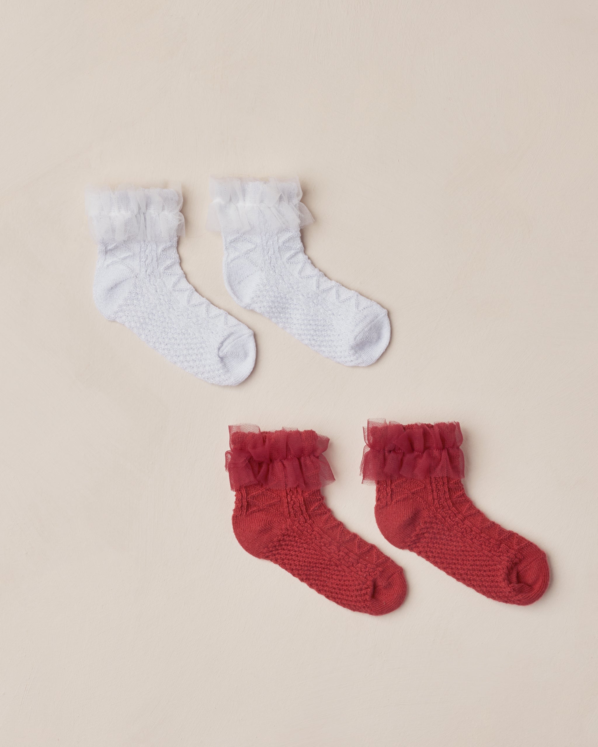 Chaussettes à volants | Rubis, reflets argentés