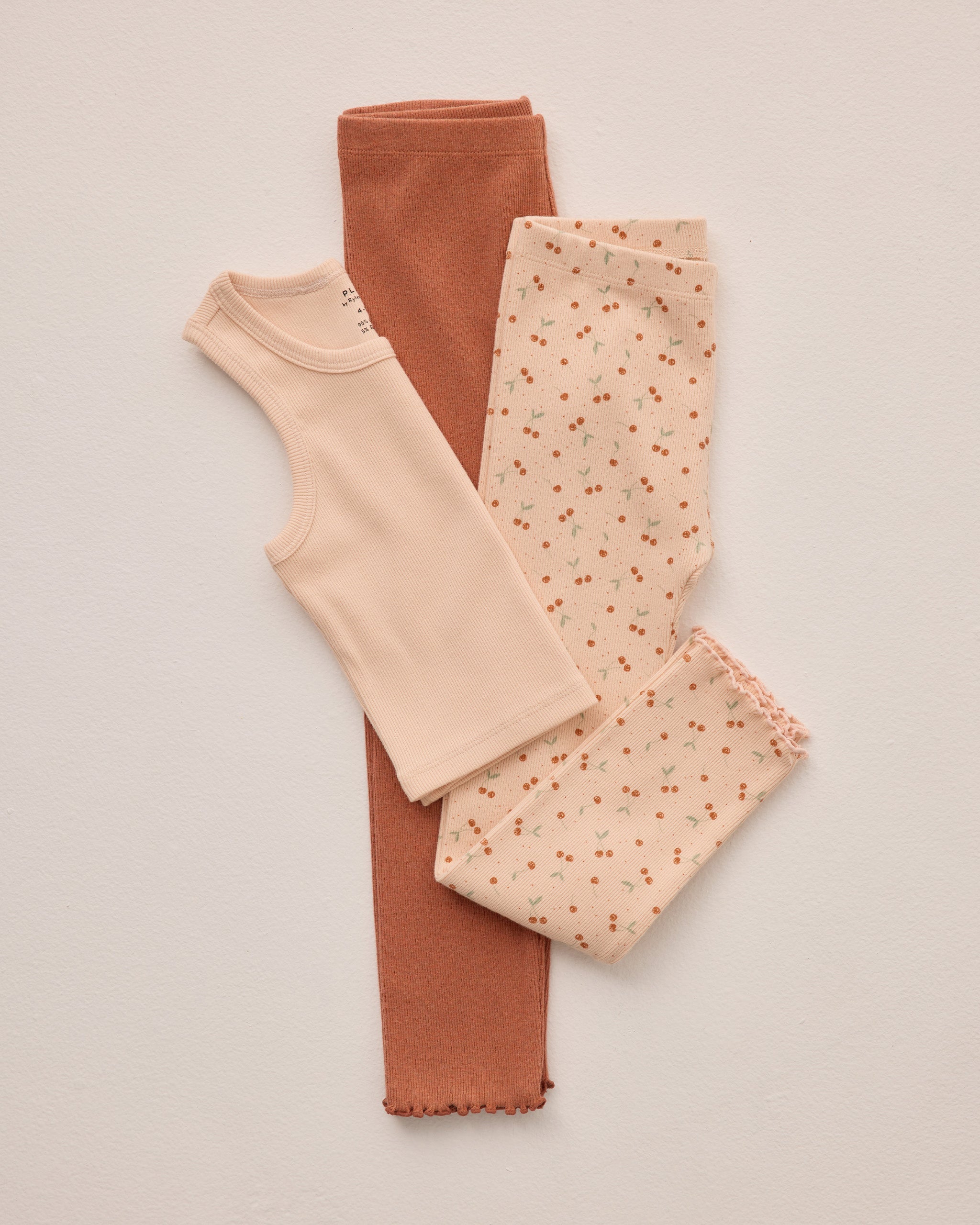 Ensemble de leggings côtelés || Cerises, coquelicots