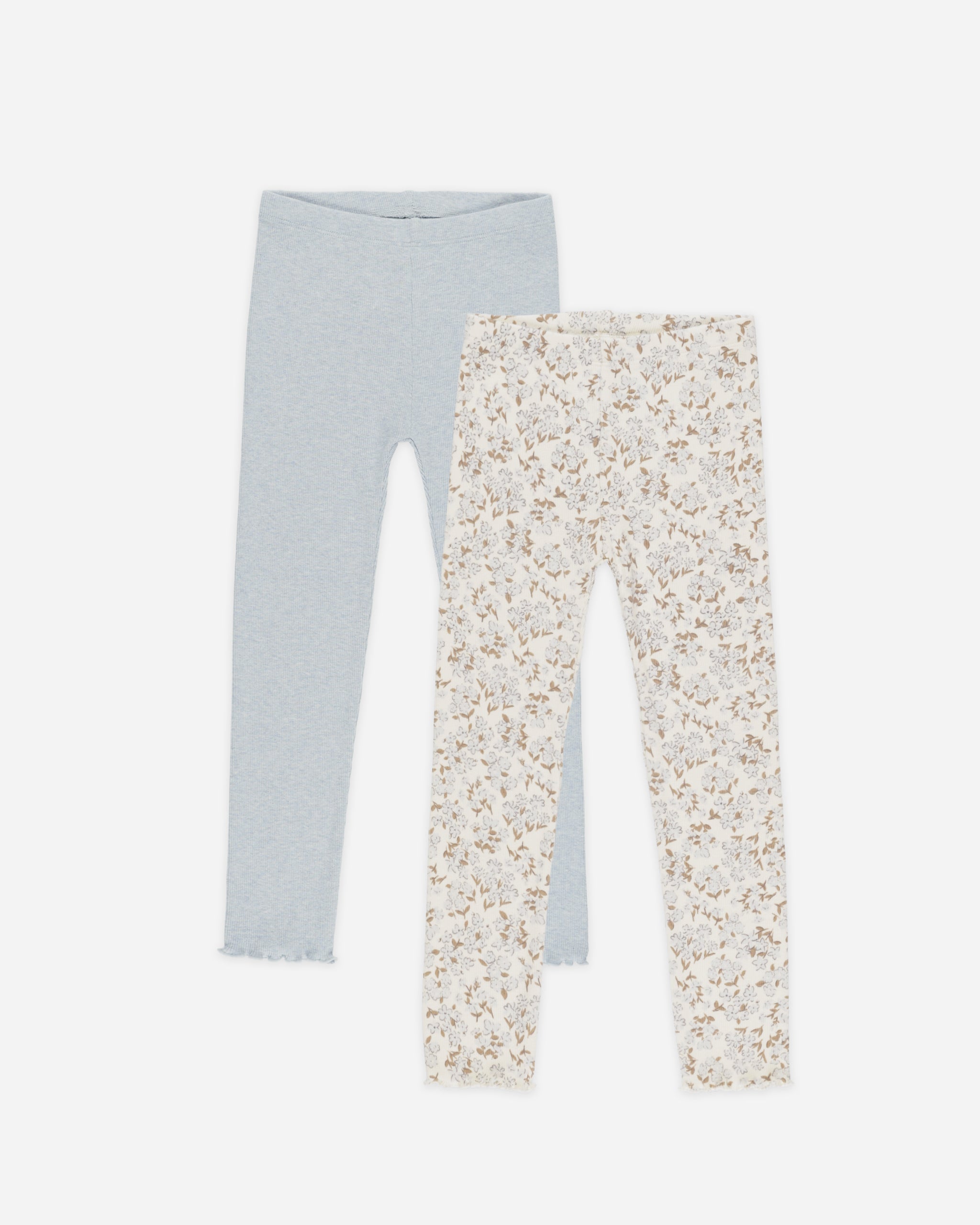 Ensemble de leggings côtelés || Motif à pois bleus, bleu clair