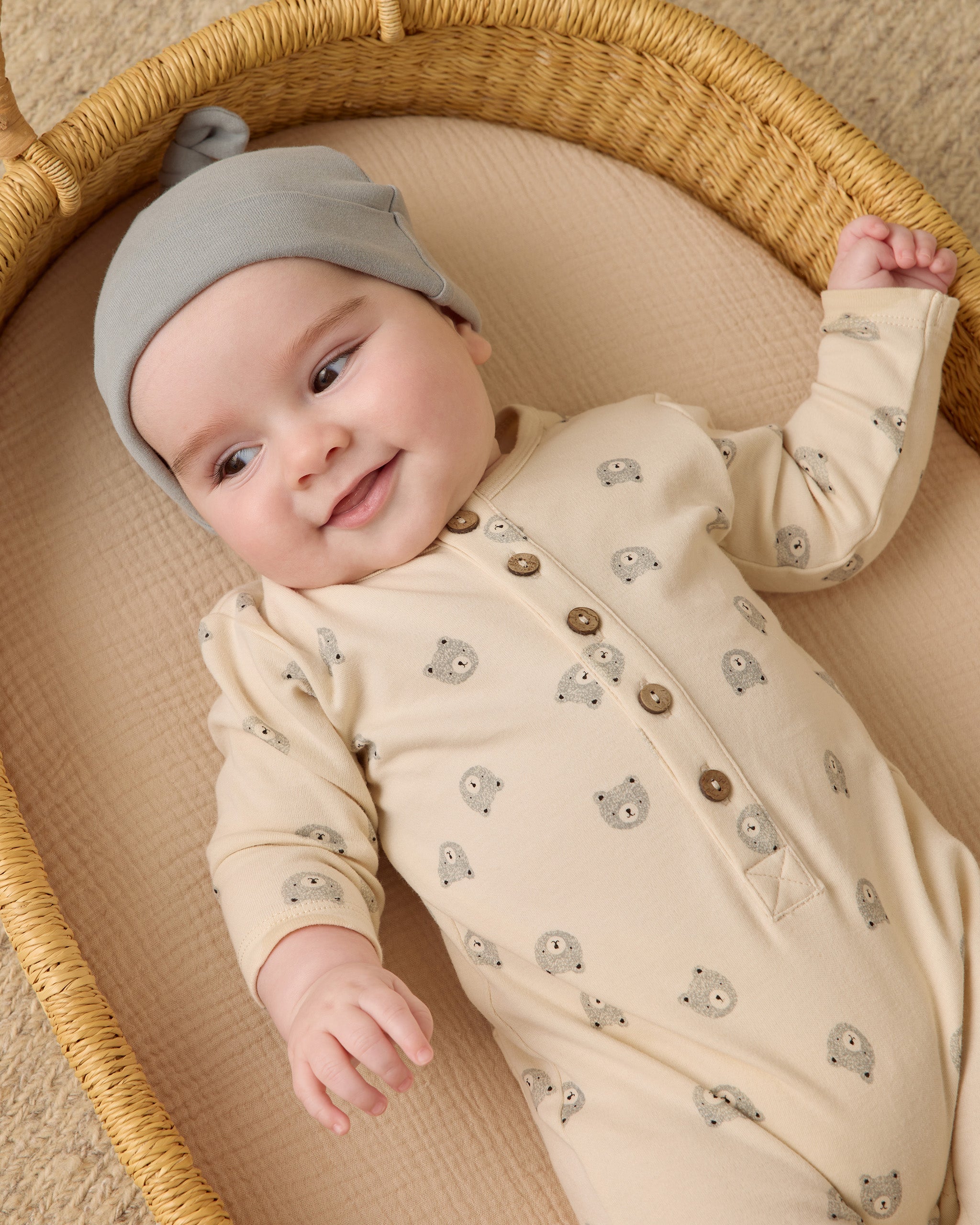 Bonnet noué pour bébé || Bleu acier