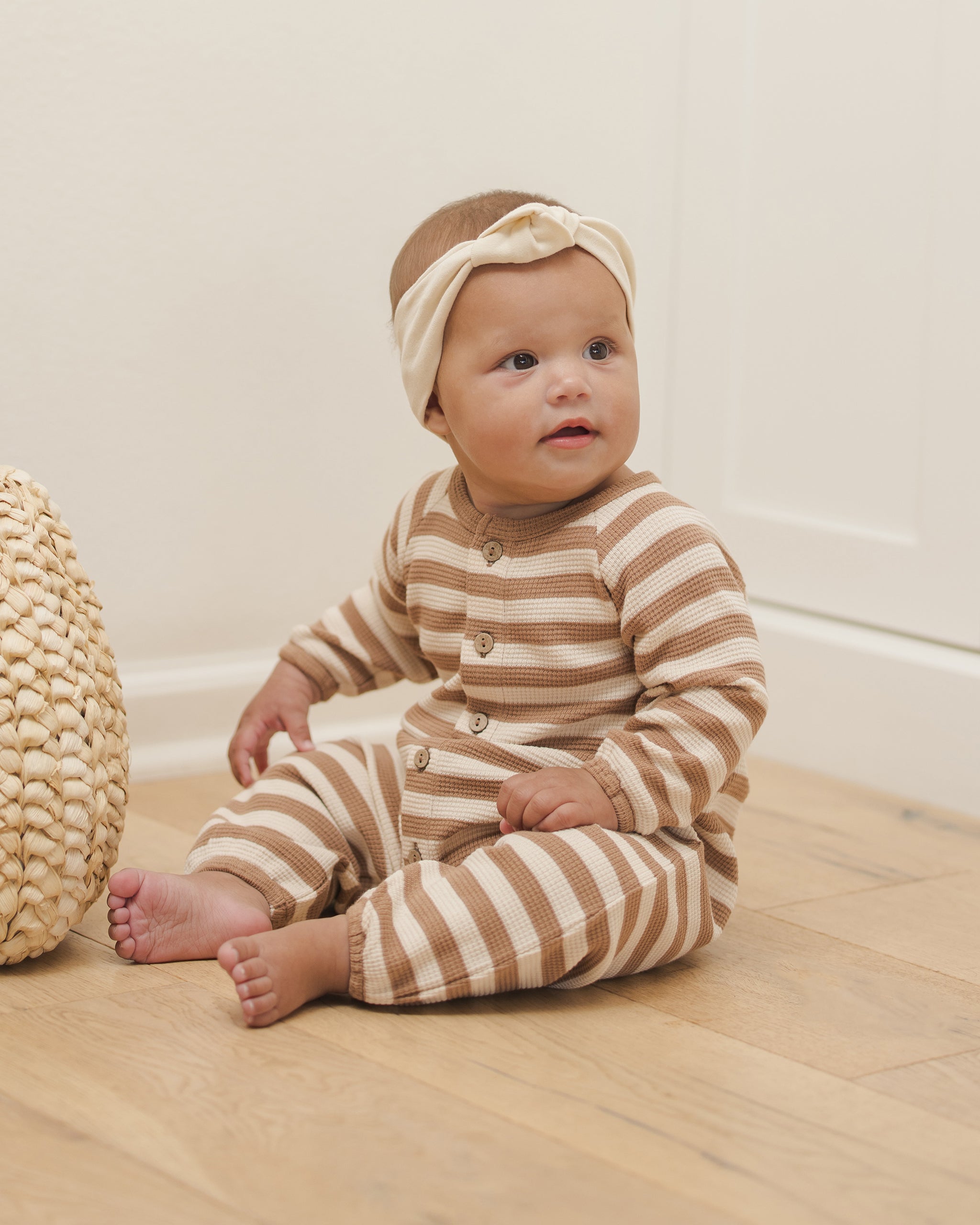 Waffle Long Sleeve Jumpsuit || Harvest Stripe - Rylee + Cru | Kids Clothes | Trendy Baby Clothes | Modern Infant Outfits |