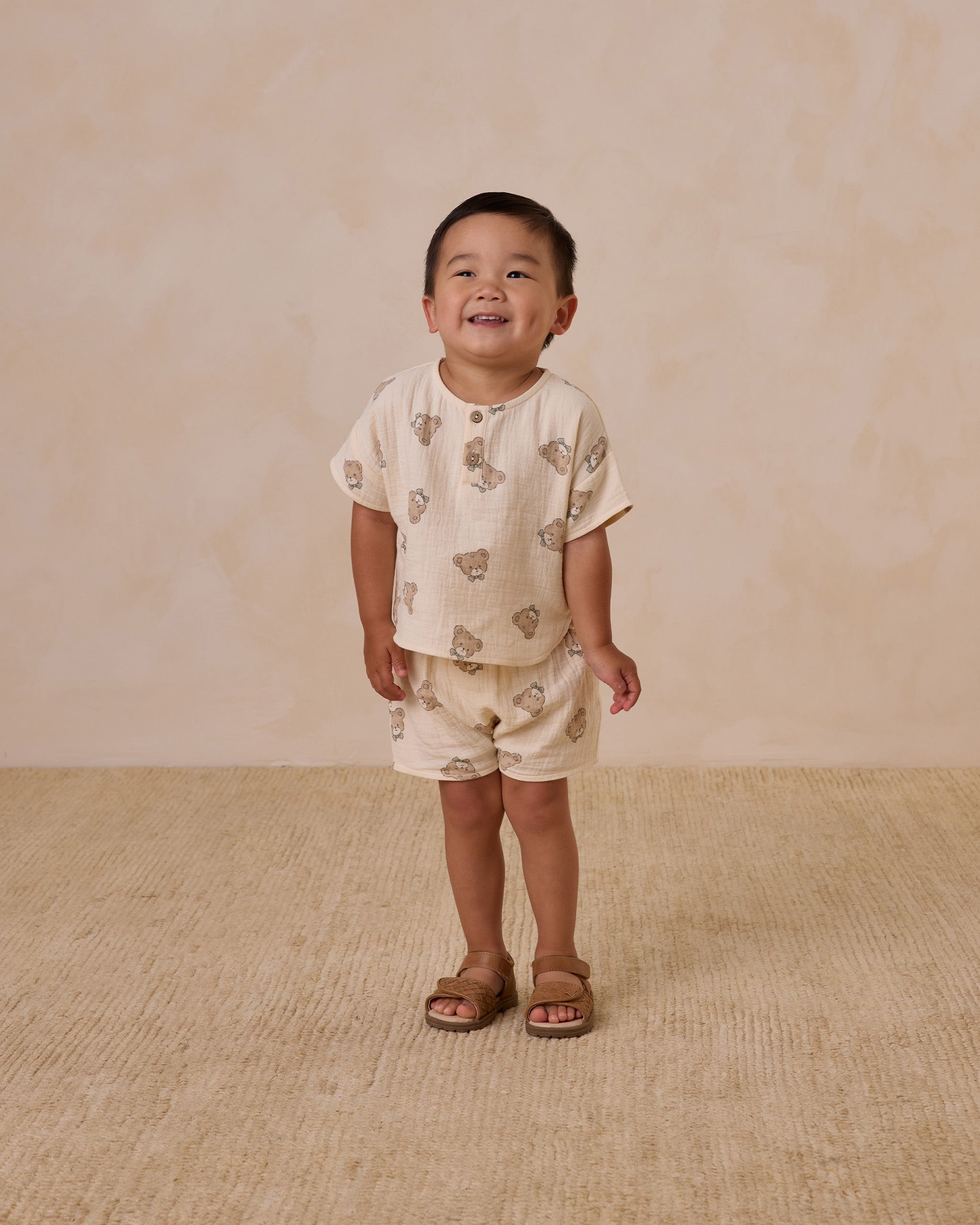 -Woven Boxy Top + Short Set || Teddy-