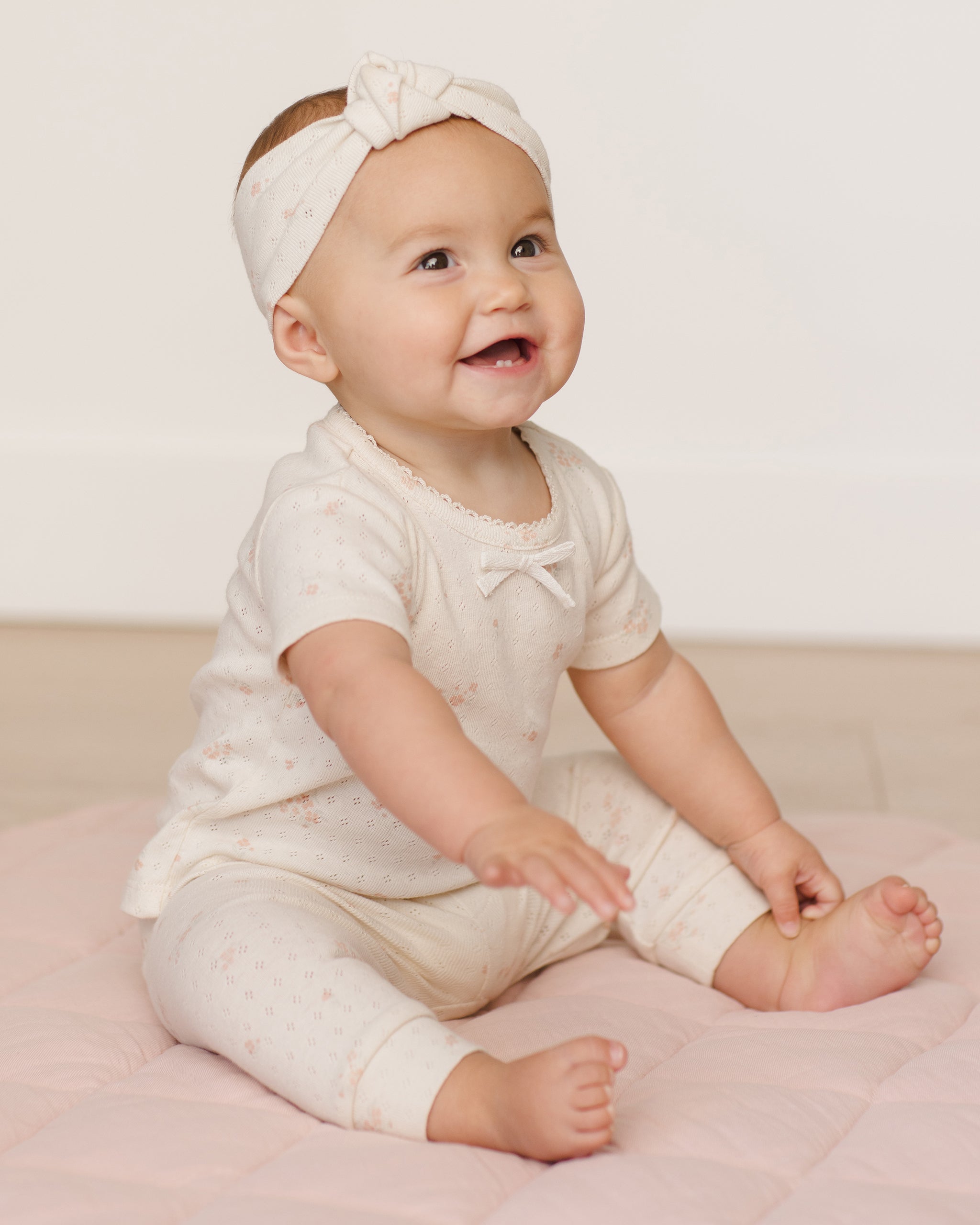 -Pointelle Tee + Legging || Pink Ditsy-