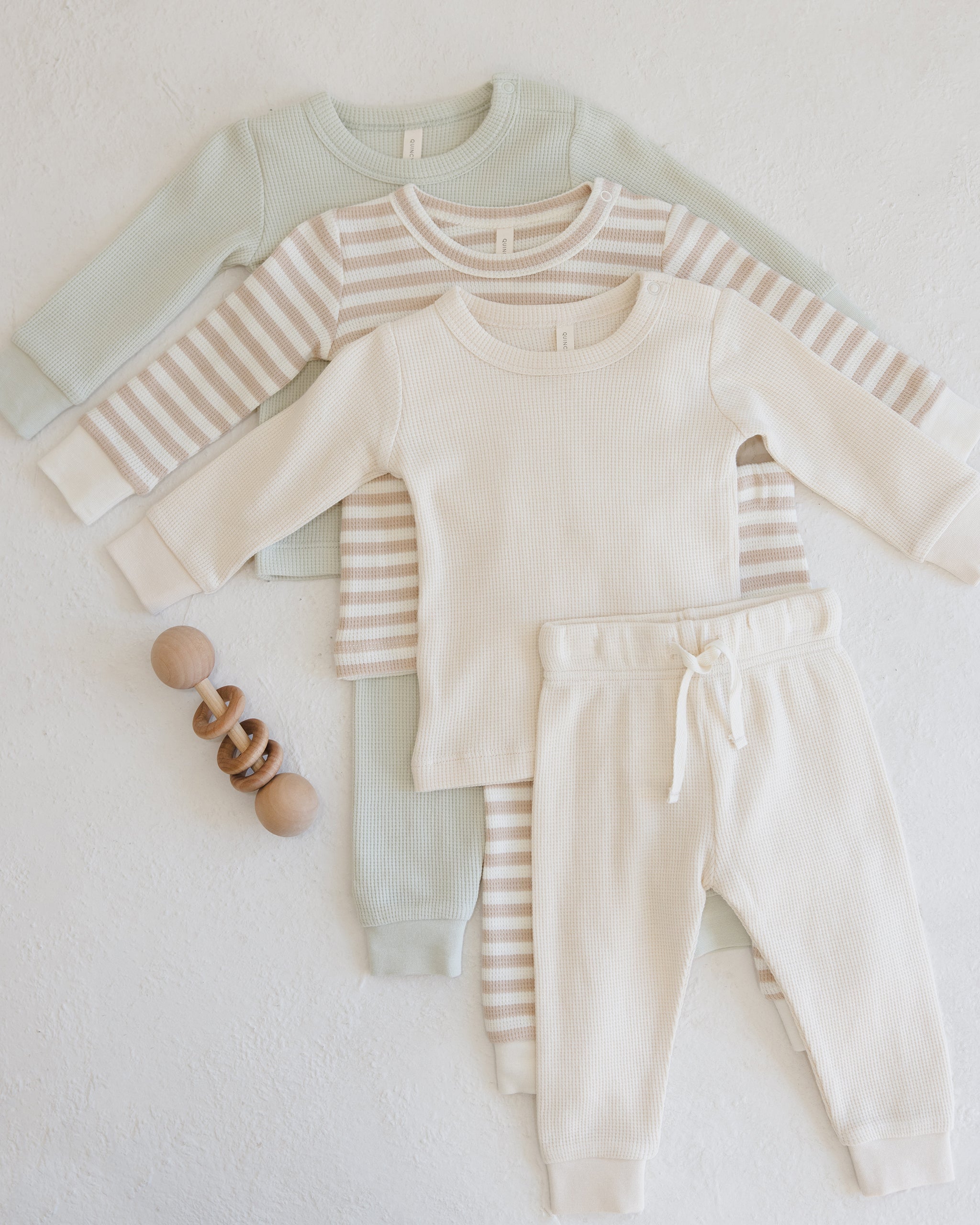-Waffle Top + Pant Set || Mint-
