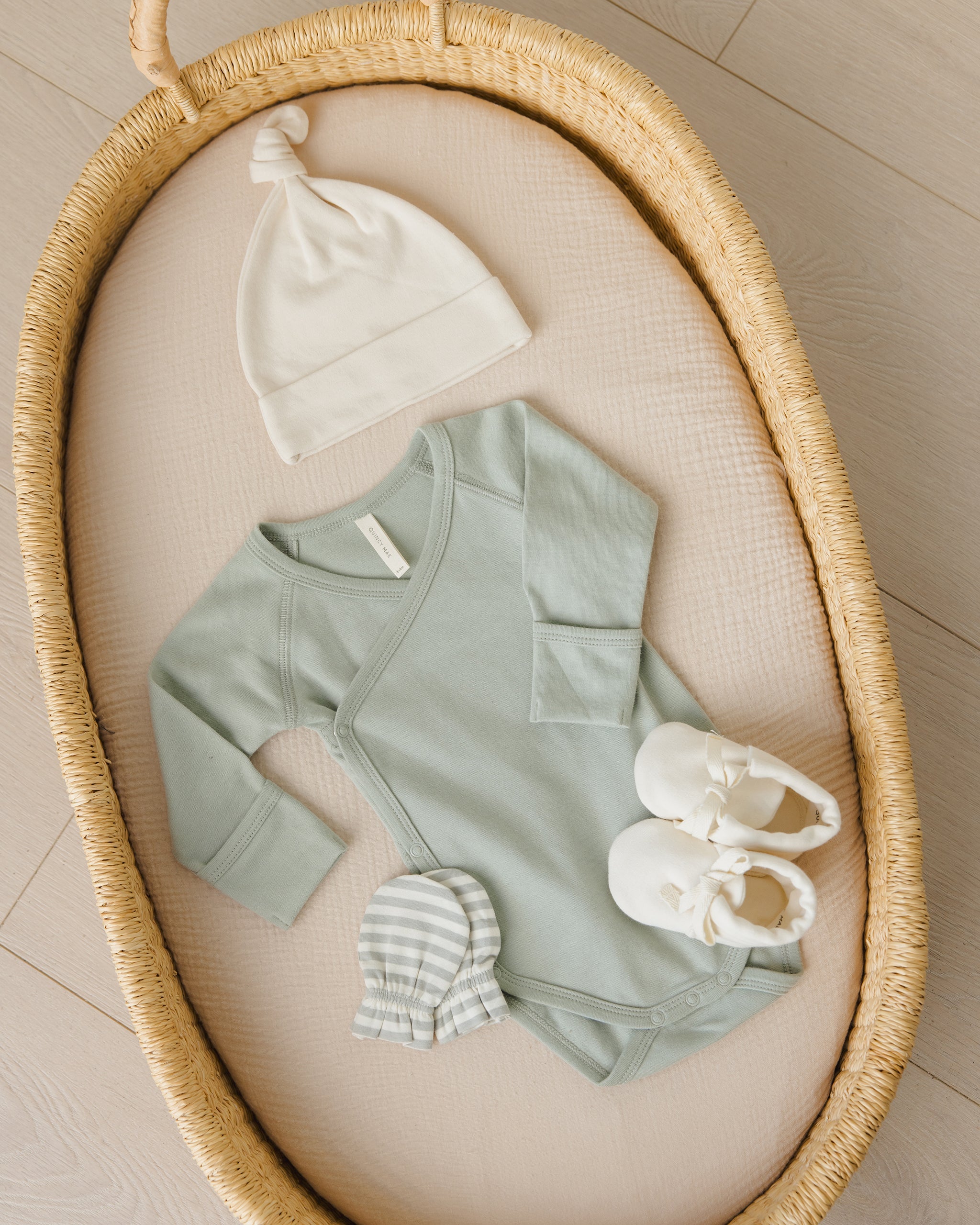 No Scratch Mittens, Set of 2 || Sage Stripe, Sage