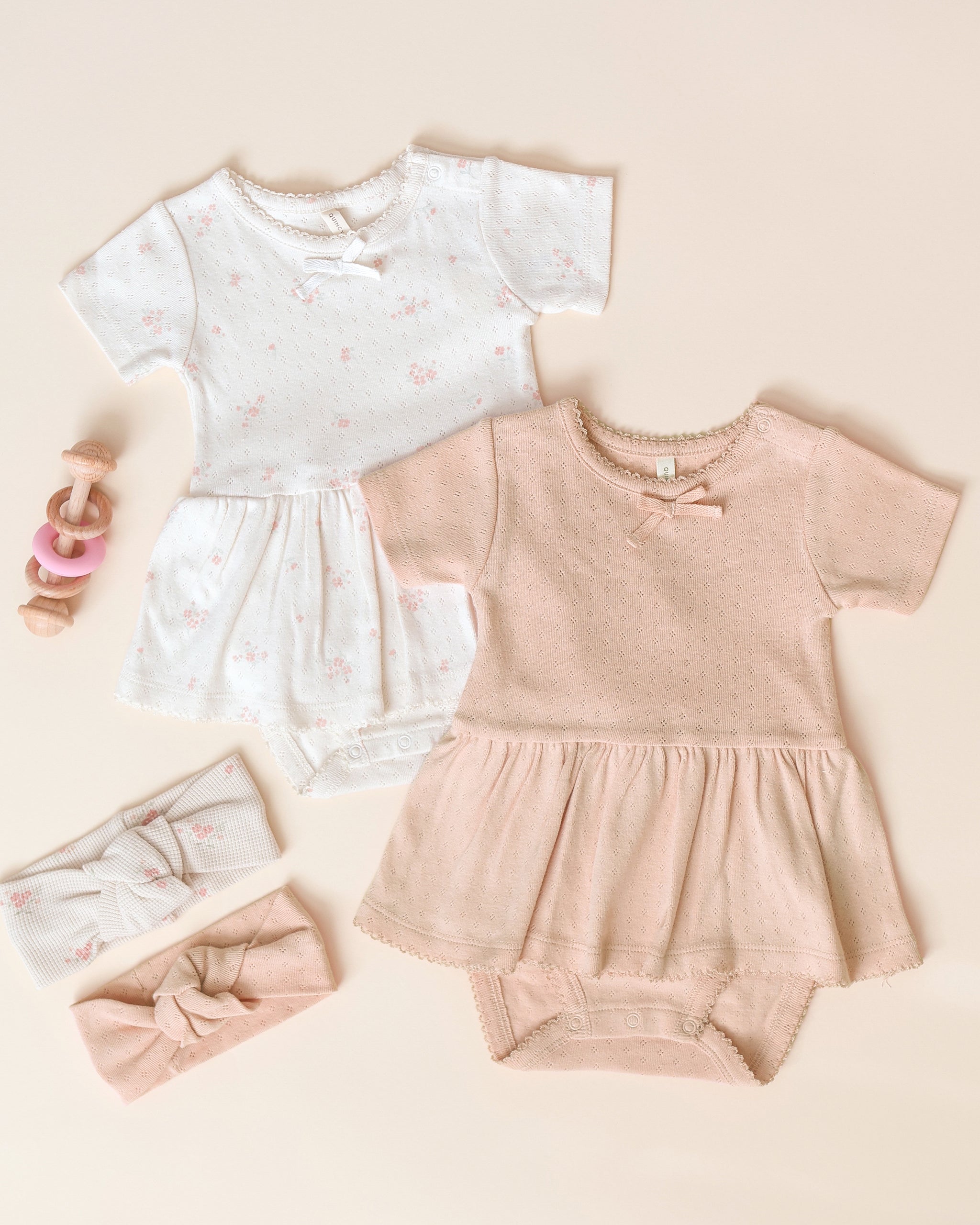 Pointelle Skirted Bodysuit || Pink Ditsy