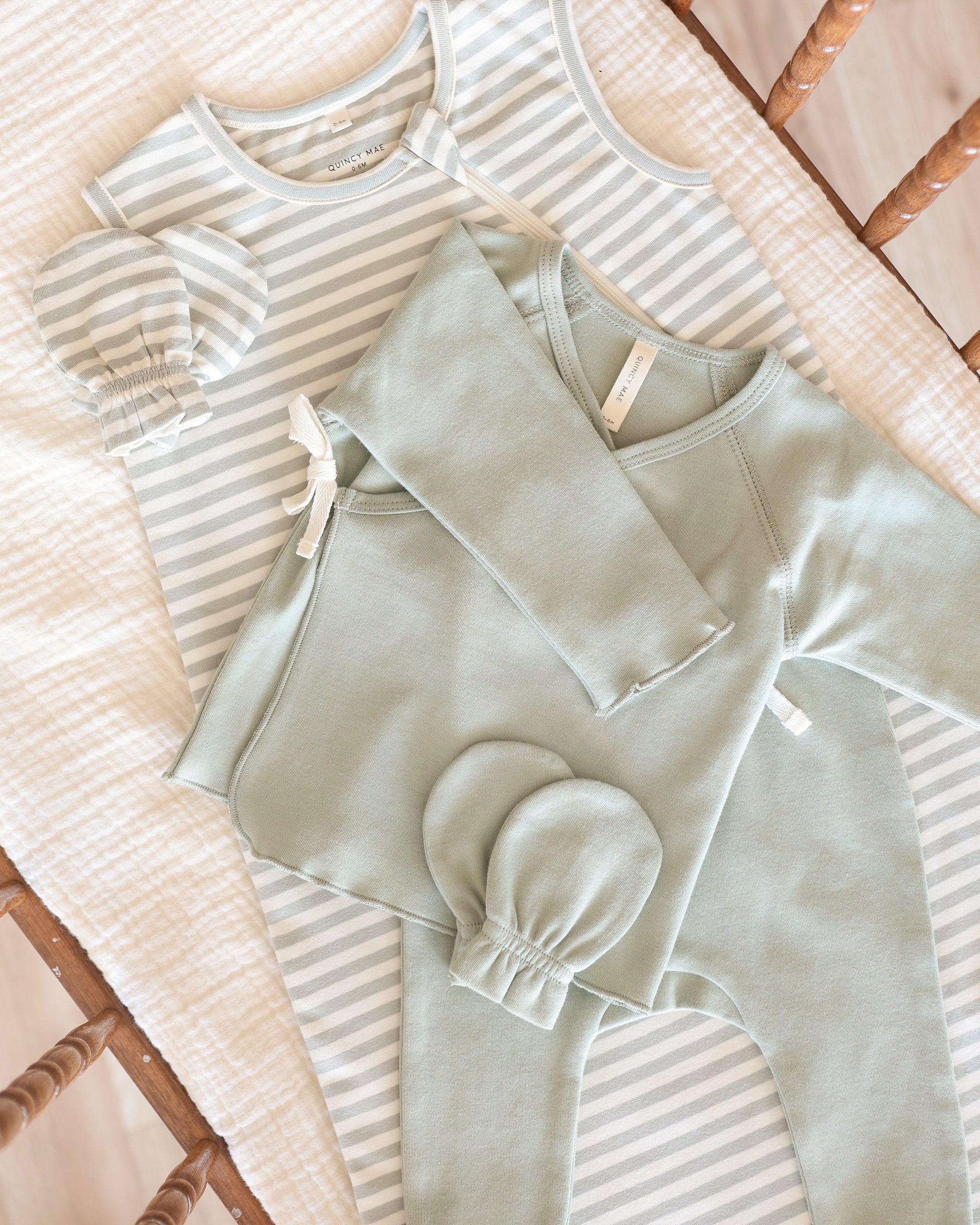 -Wrap Top + Footed Pant Set || Sage-