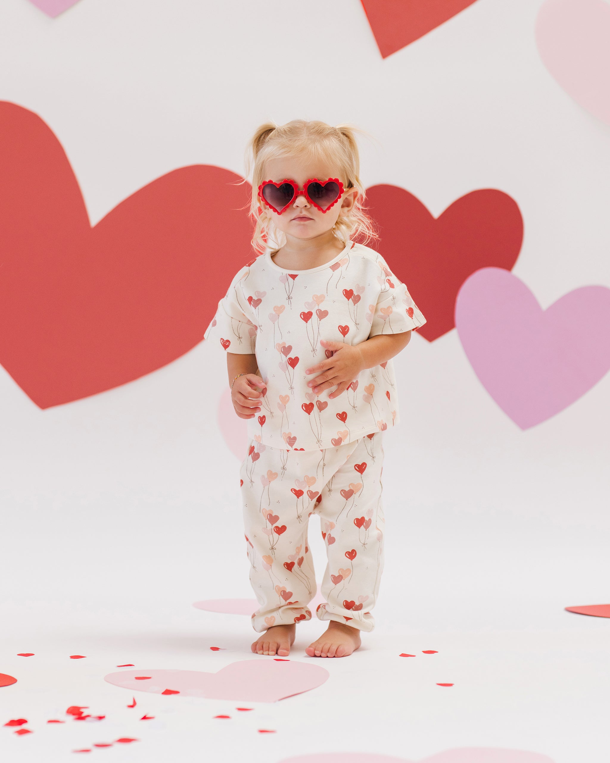 Ensemble T-shirt + pantalon en jersey || Ballons en forme de cœur