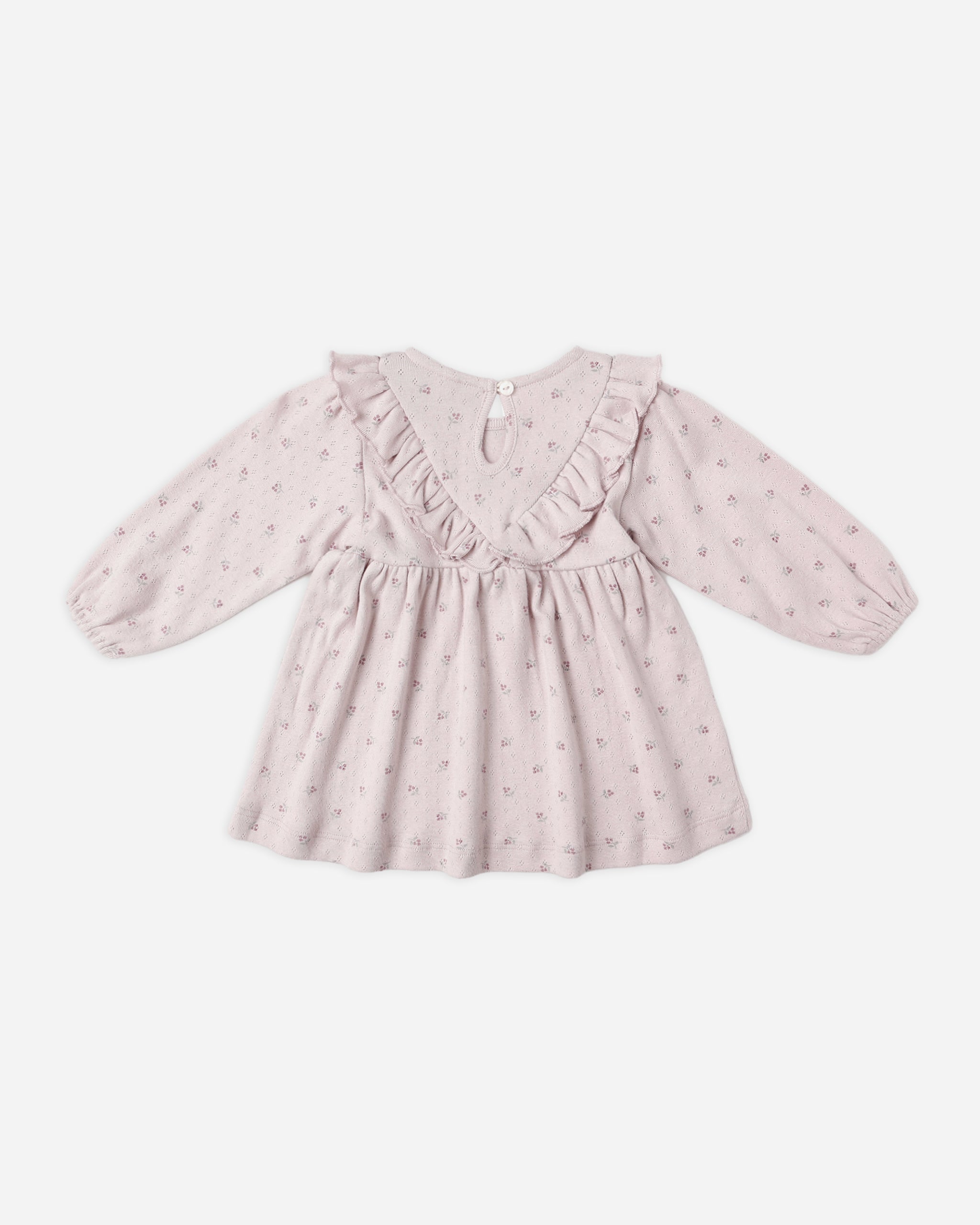 Long Sleeve Ruffle V Dress || Lilac Ditsy