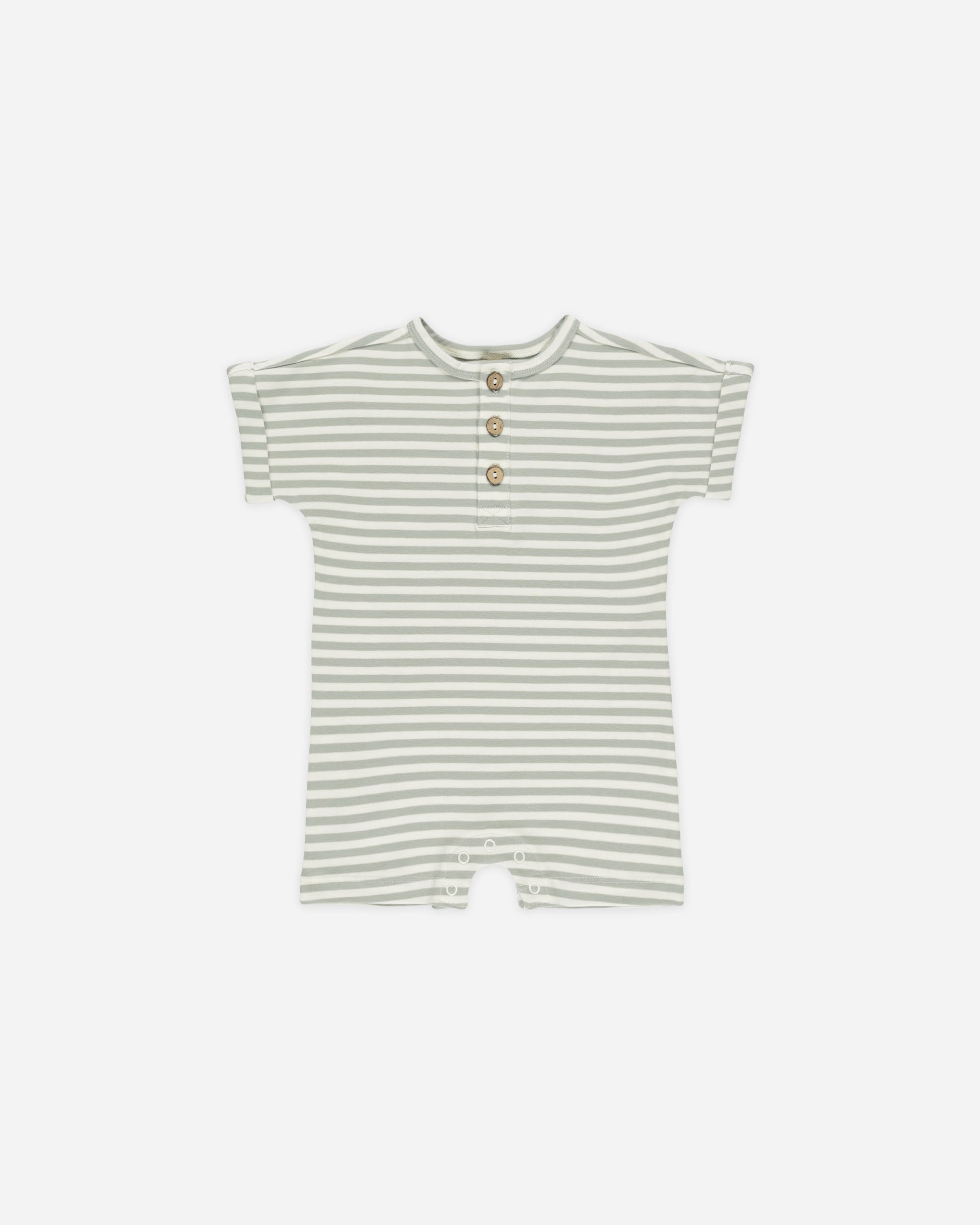 -Short Sleeve One-Piece || Sage Stripe-