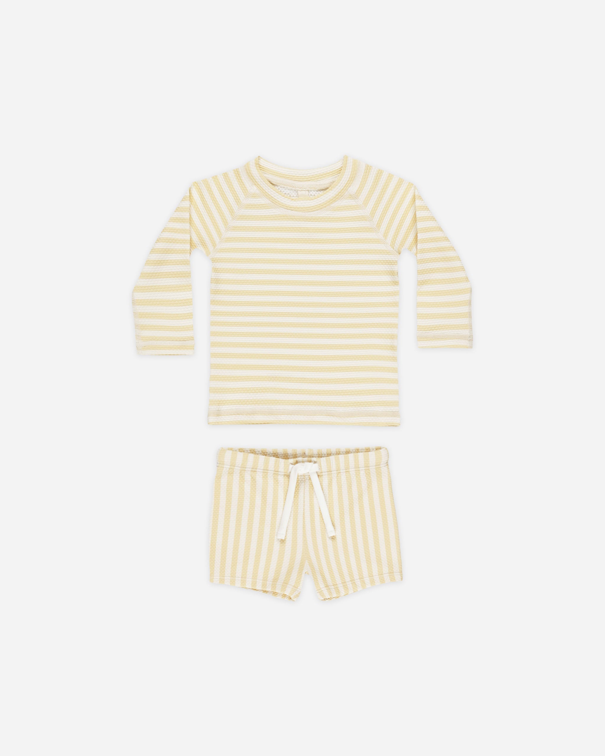 -Finn Rashguard + Short Set || Yellow Stripe-  Quincy Mae