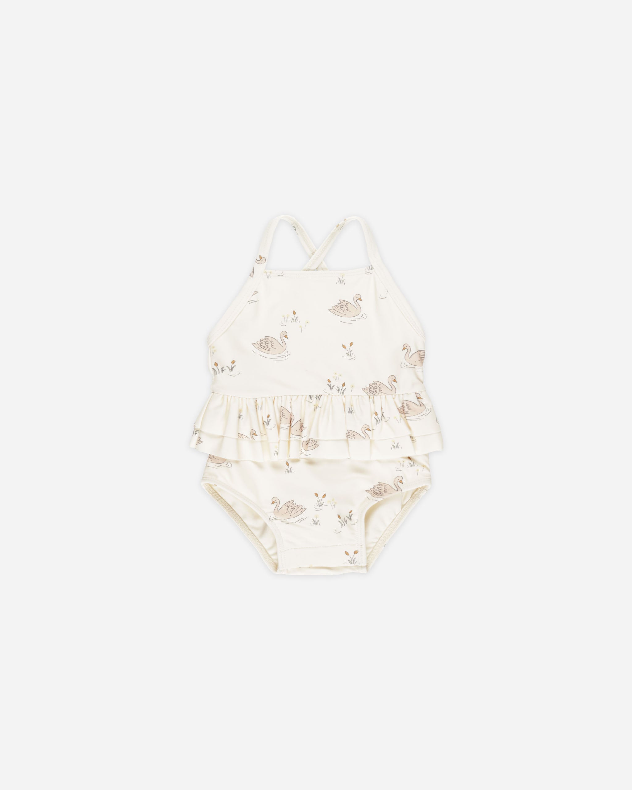 -Maillot de bain une pièce à volants || Cygnes-