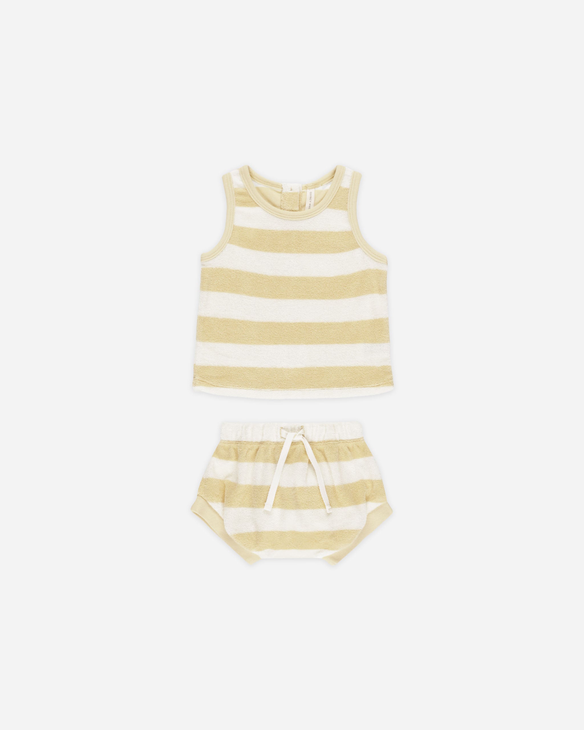 -Terry Tank + Short Set || Yellow Stripe-