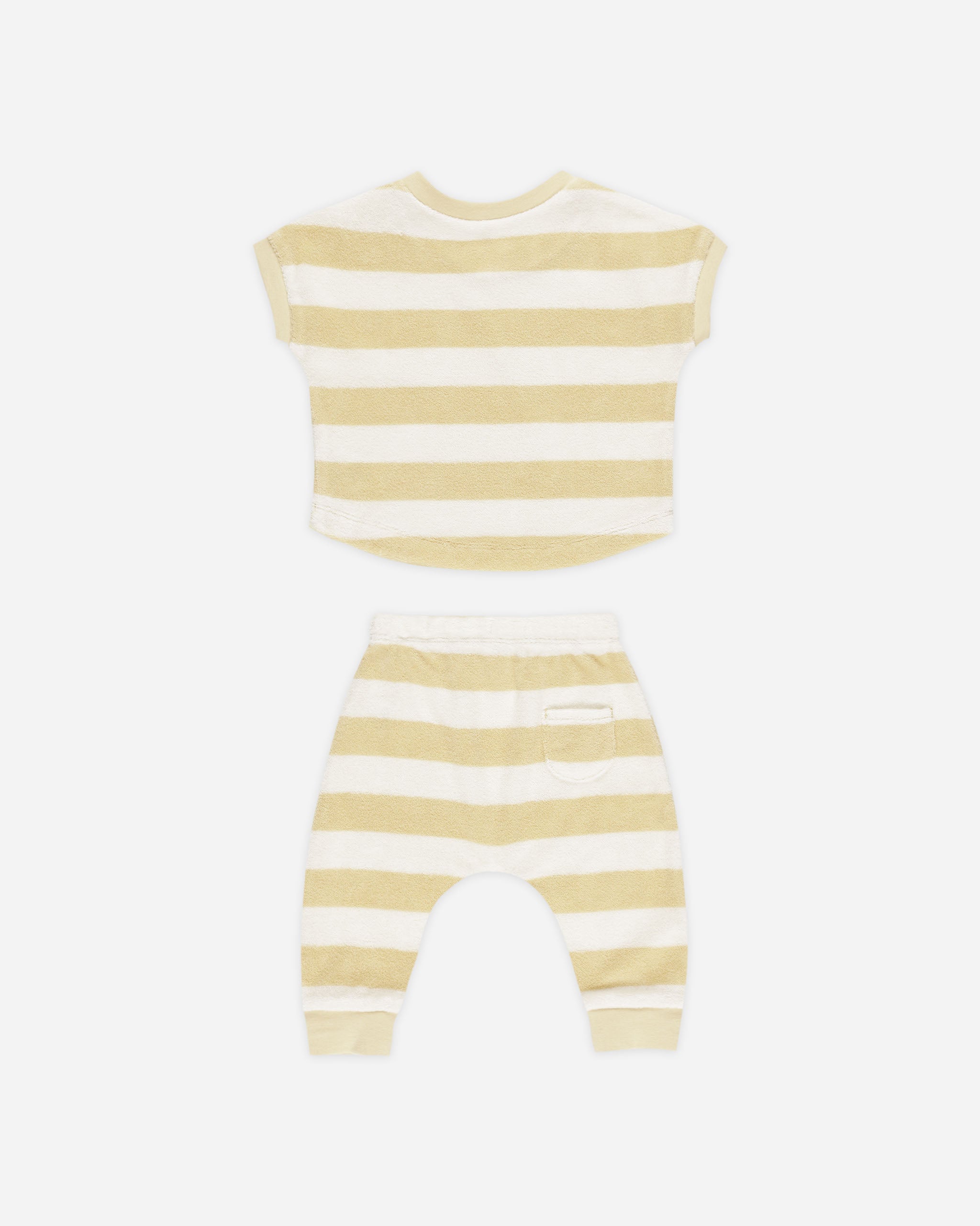 -Terry Tee + Pant Set || Yellow Stripe-