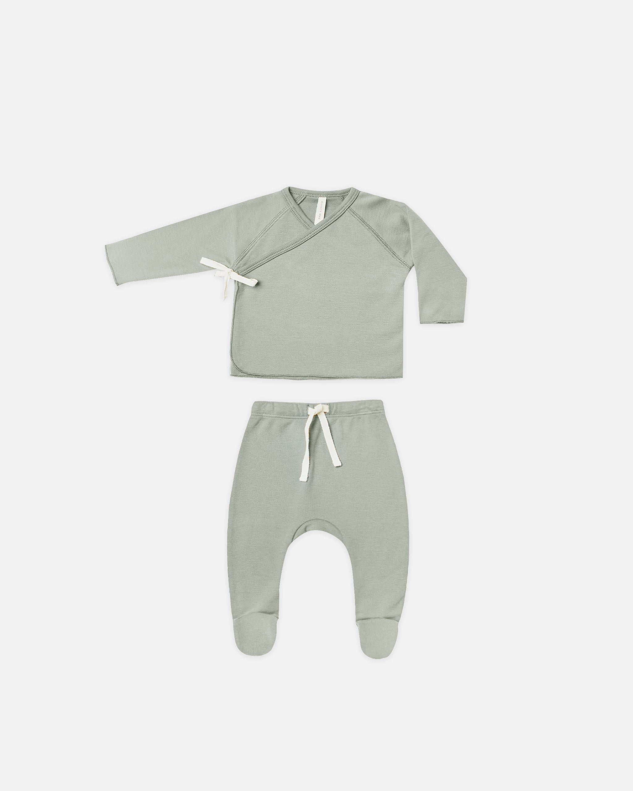 -Wrap Top + Footed Pant Set || Sage-
