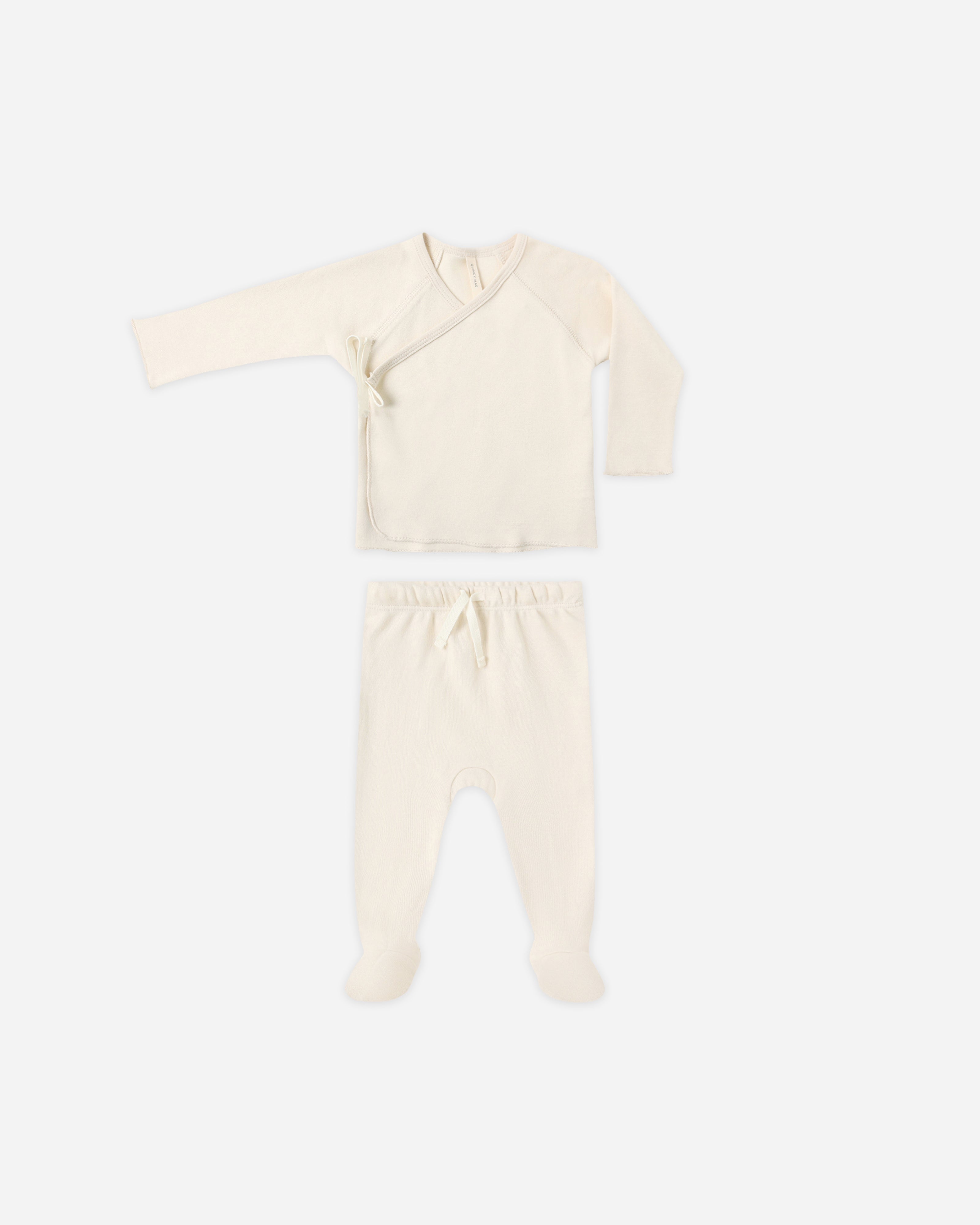 Ensemble haut cache-cœur et pantalon à pieds || Naturel