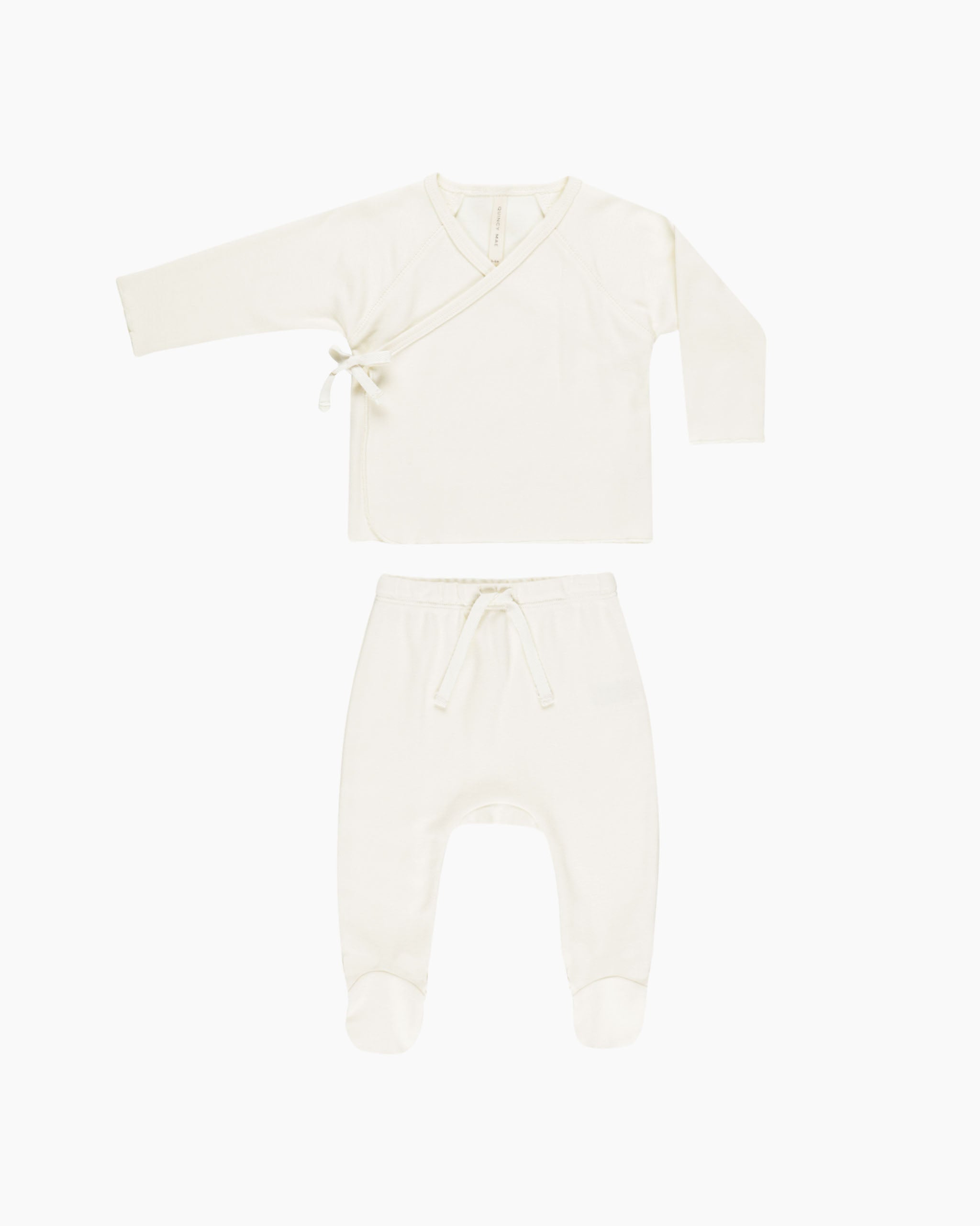 -Ensemble haut cache-cœur + pantalon à pieds || Ivoire-
