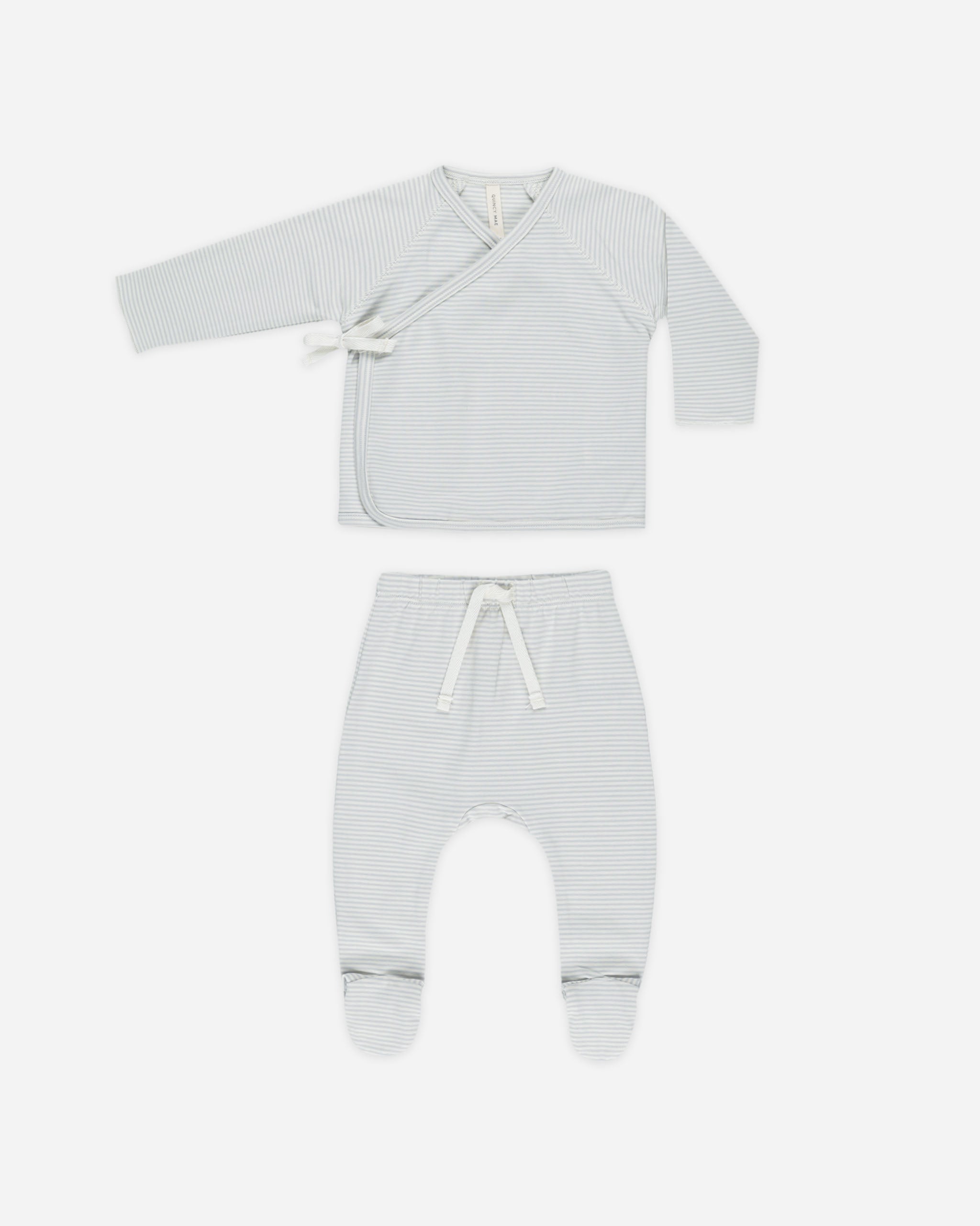 Ensemble haut cache-cœur et pantalon à pieds || Sky Micro Stripe