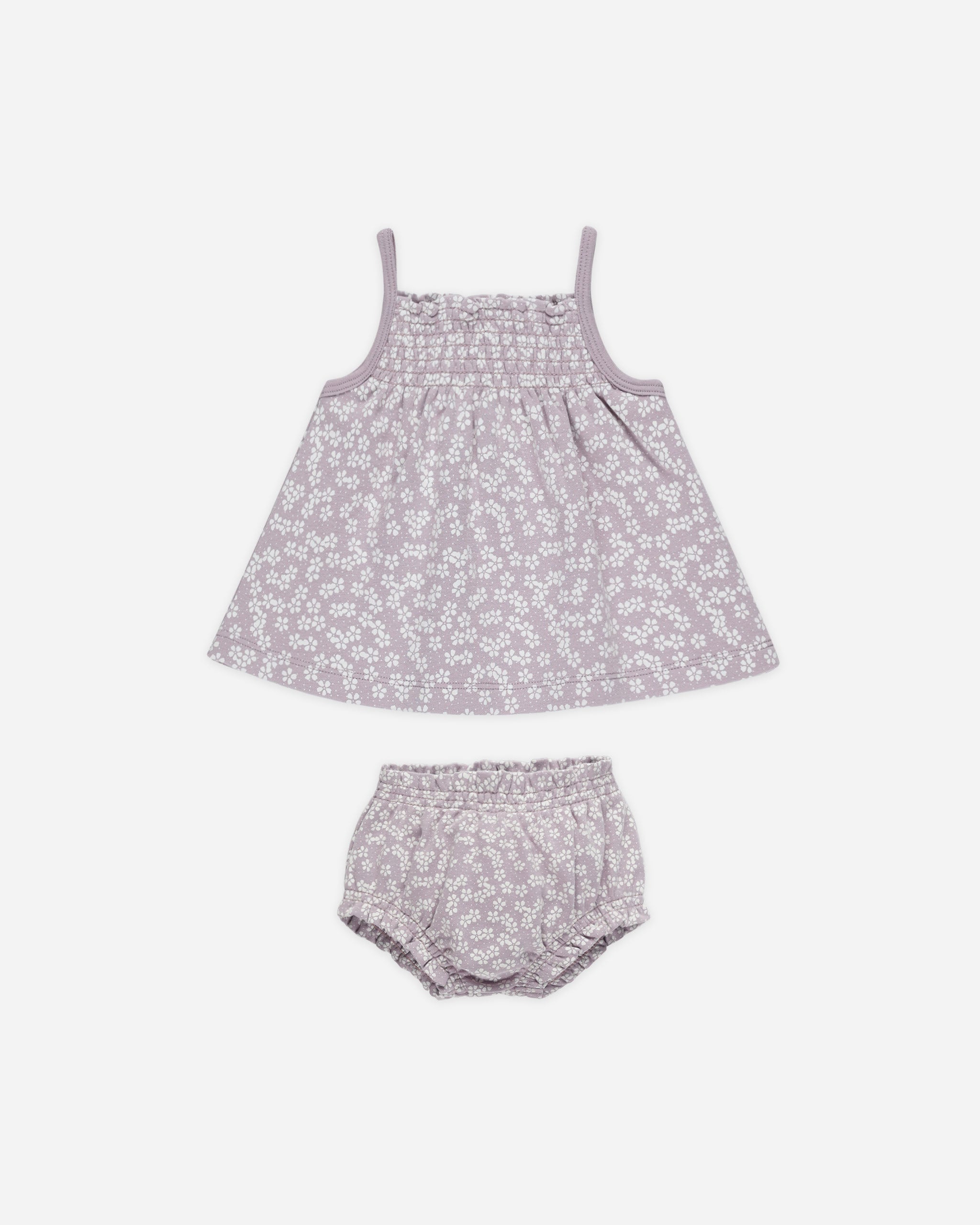 -Smocked Tank + Bloomer Set || Lavender Ditsy-
