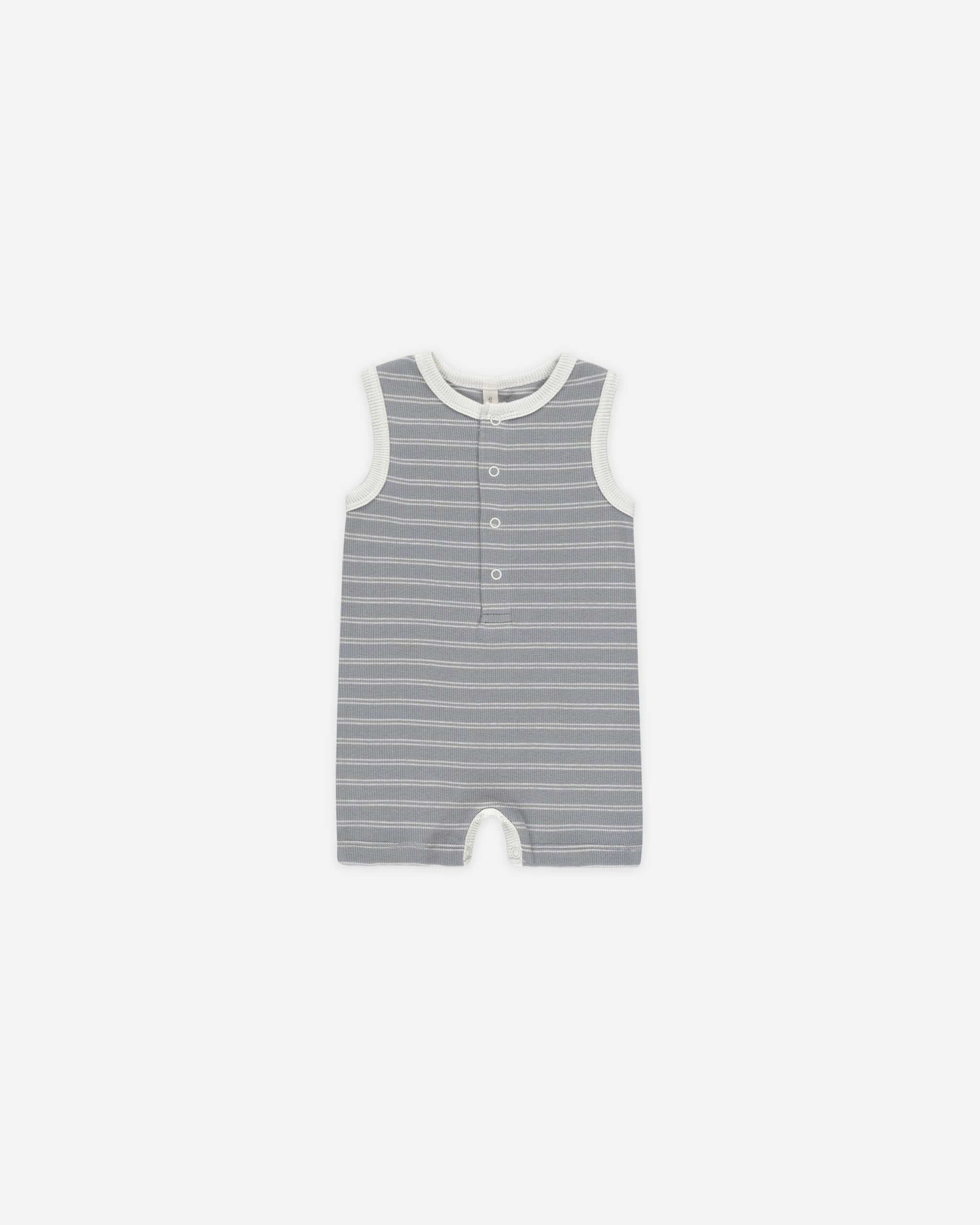 -Combinaison Henley côtelée || Rayures bleues-