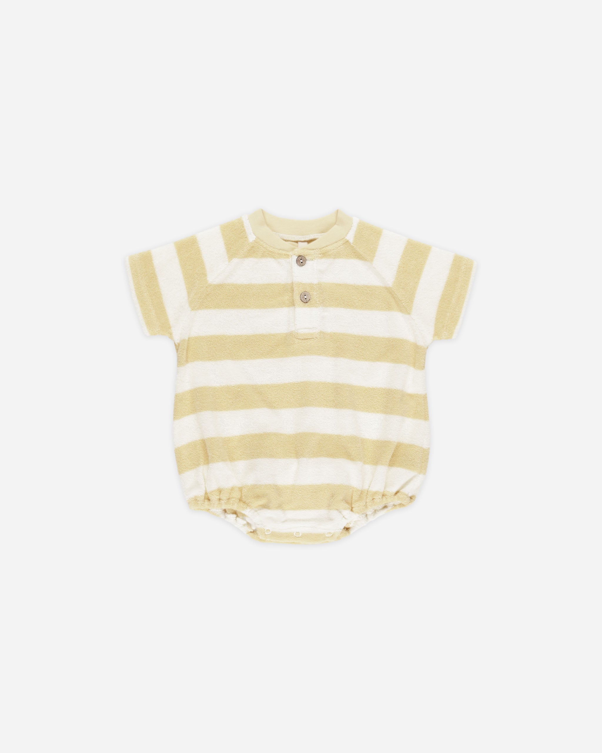 Terry Henley Romper || Yellow Stripe