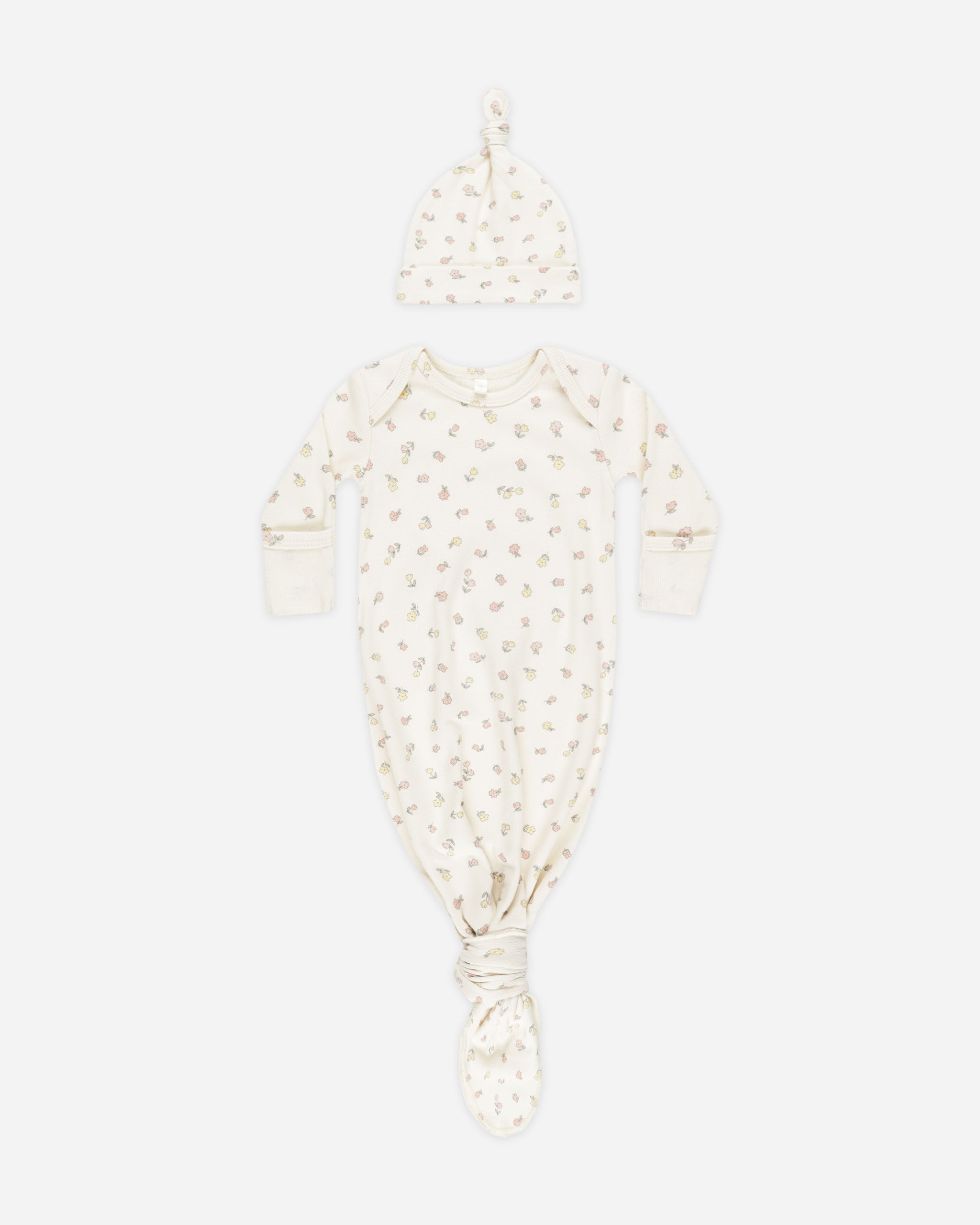 -Ensemble robe + bonnet noués pour bébé || Fleur-