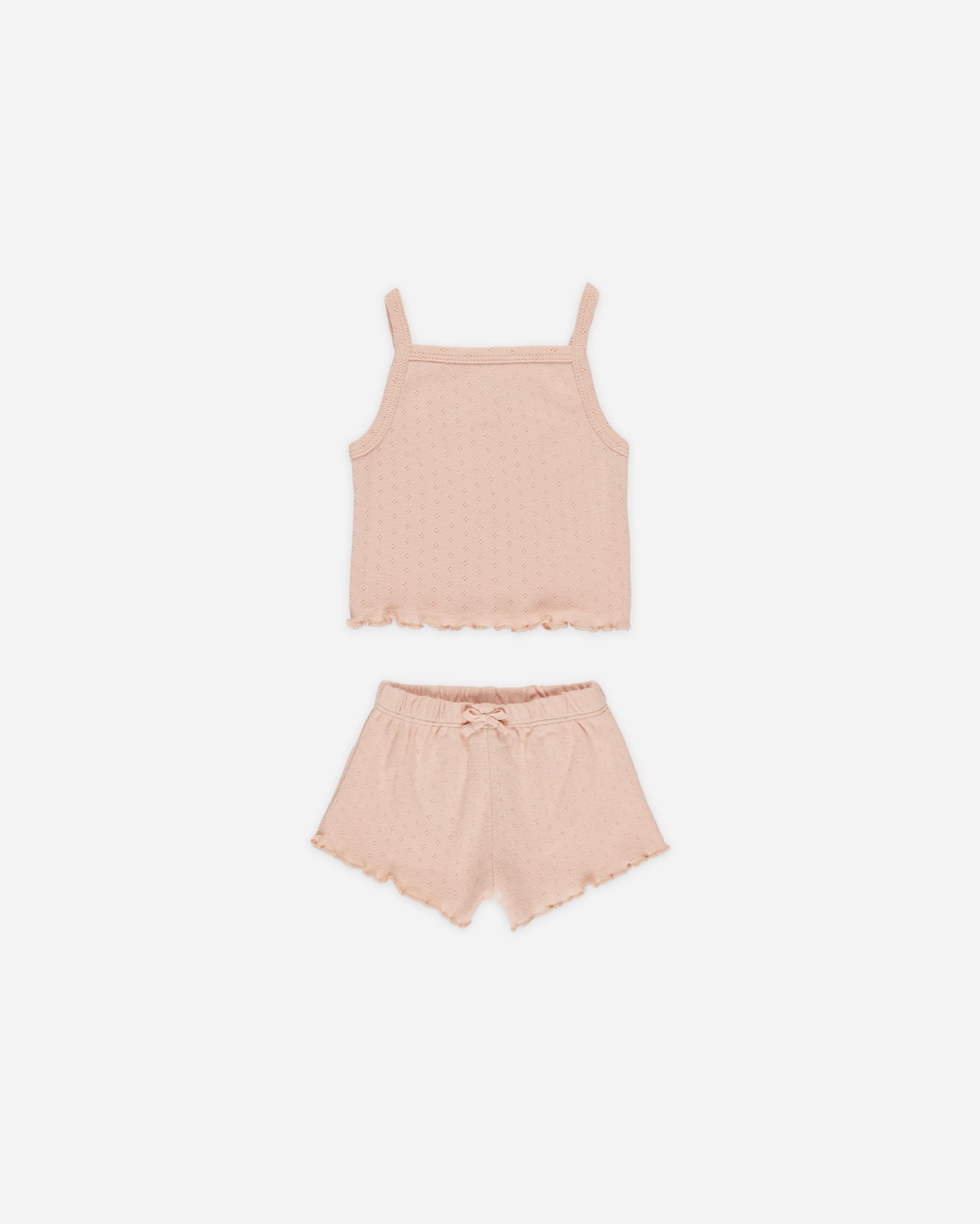 -Pointelle Tank + Shortie Set || Melon-