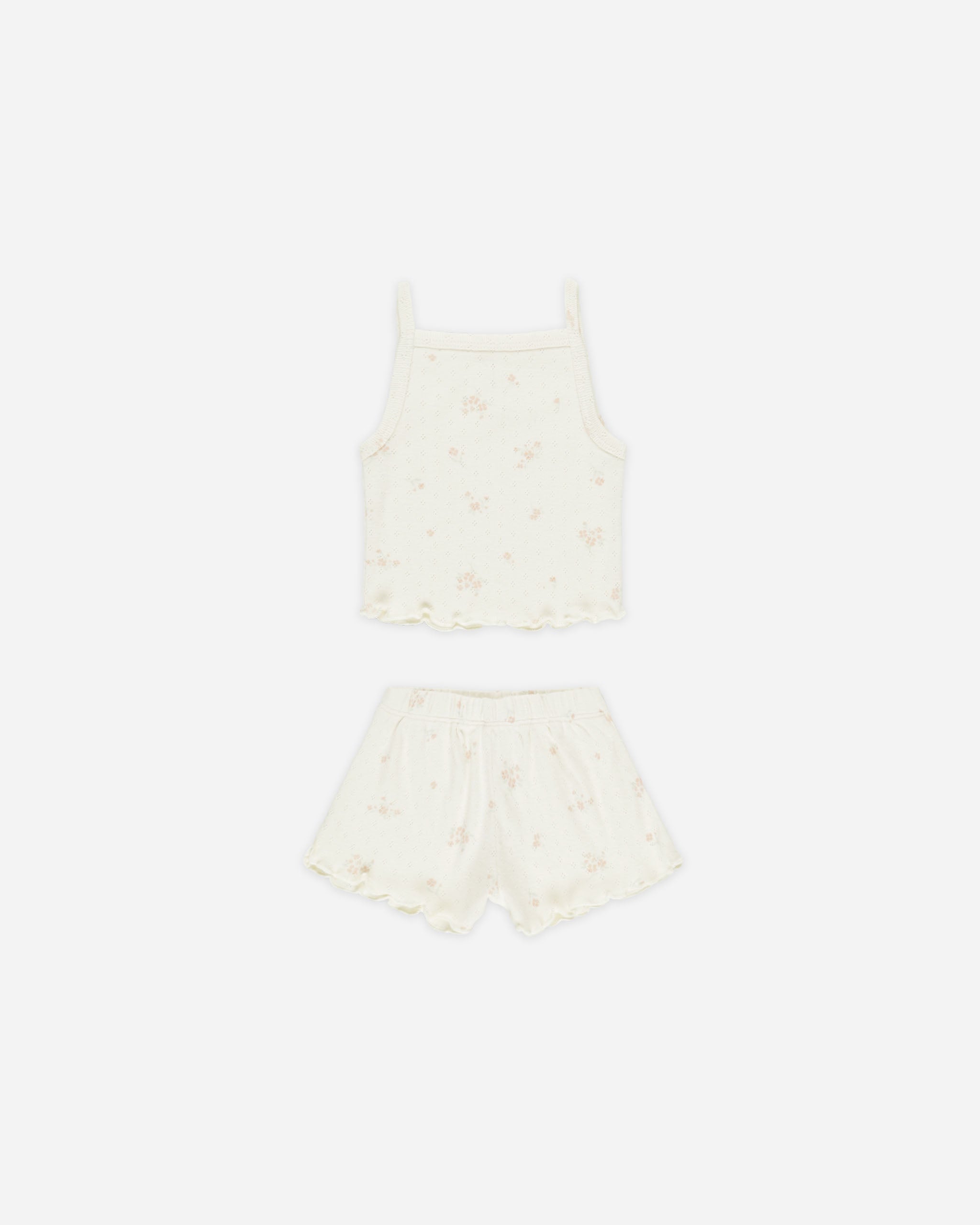 -Pointelle Tank + Shortie Set || Pink Ditsy-