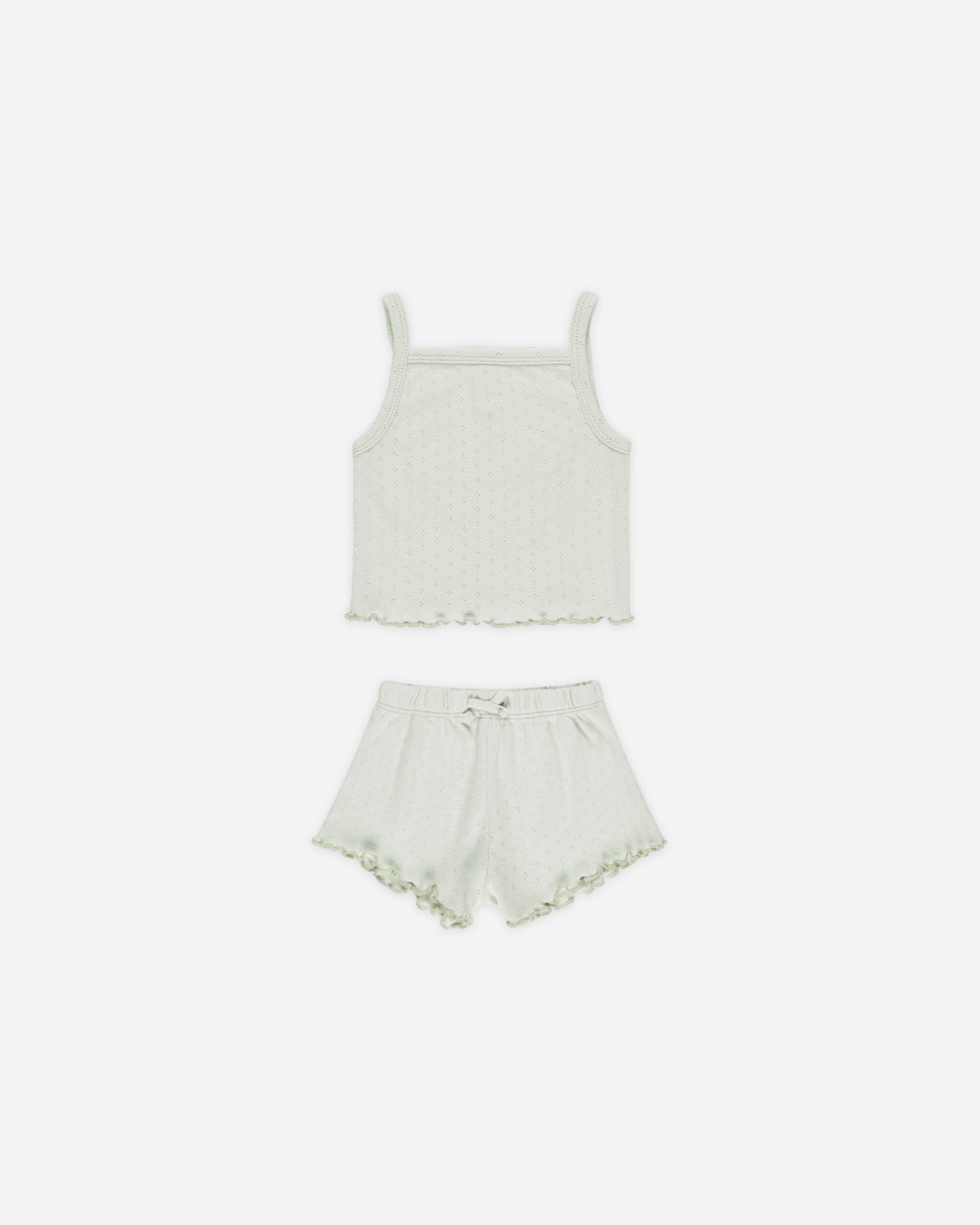 -Pointelle Tank + Shortie Set || Mint-