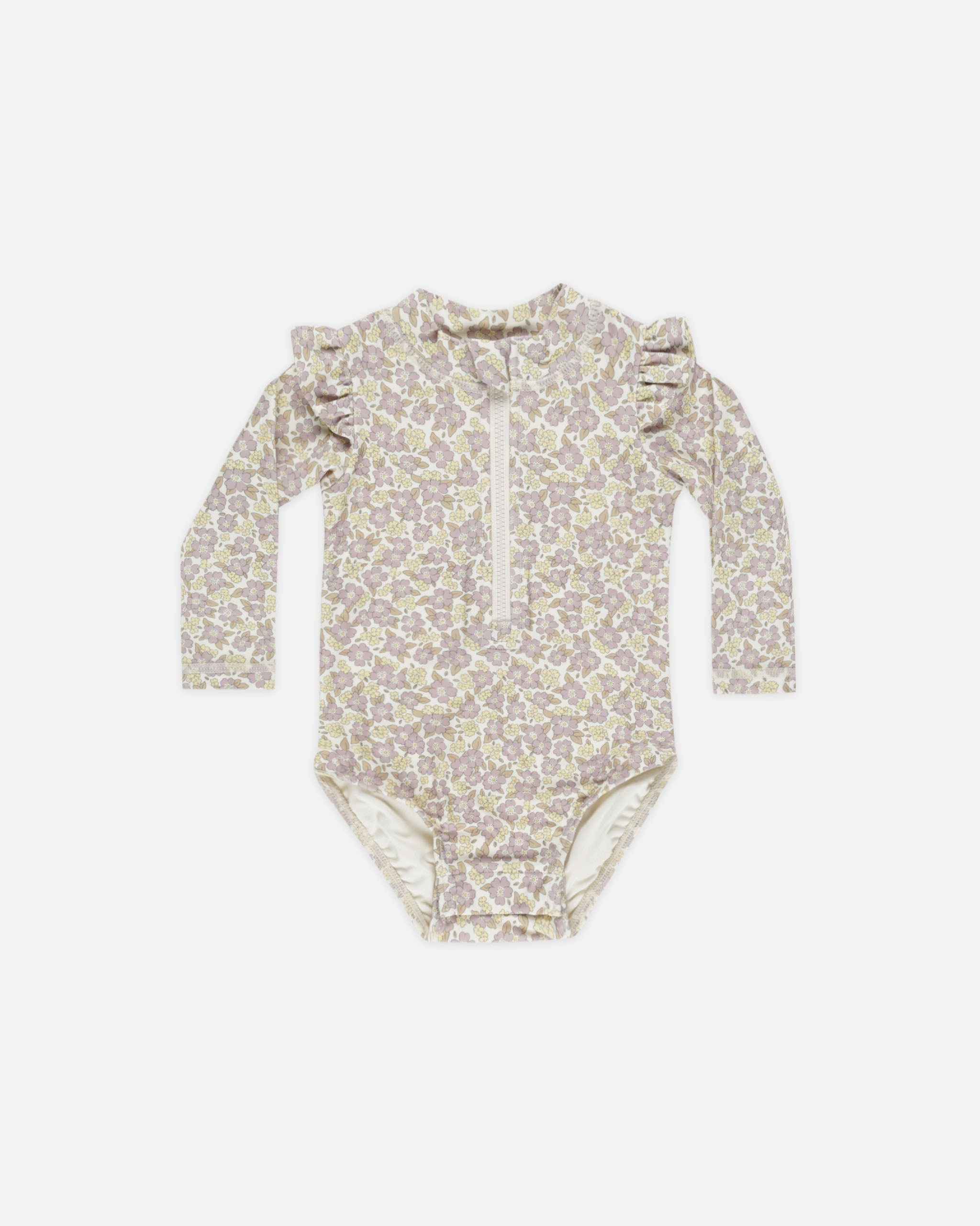 Maillot de bain une-pièce Byron Rashguard || Motif floral violet