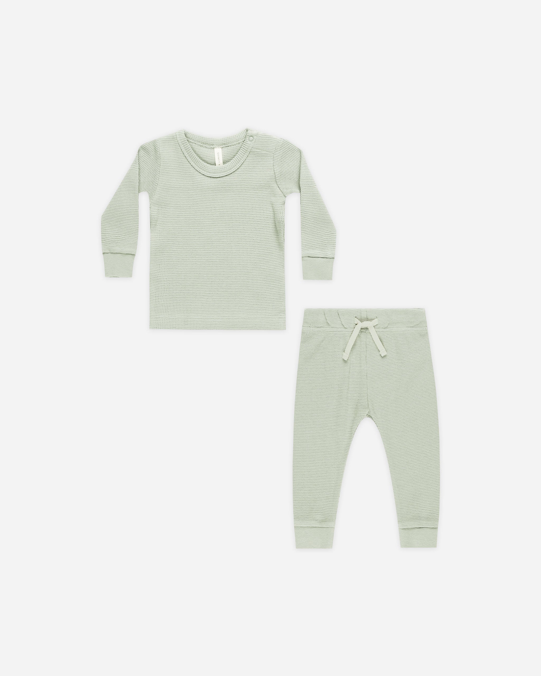 -Waffle Top + Pant Set || Mint-
