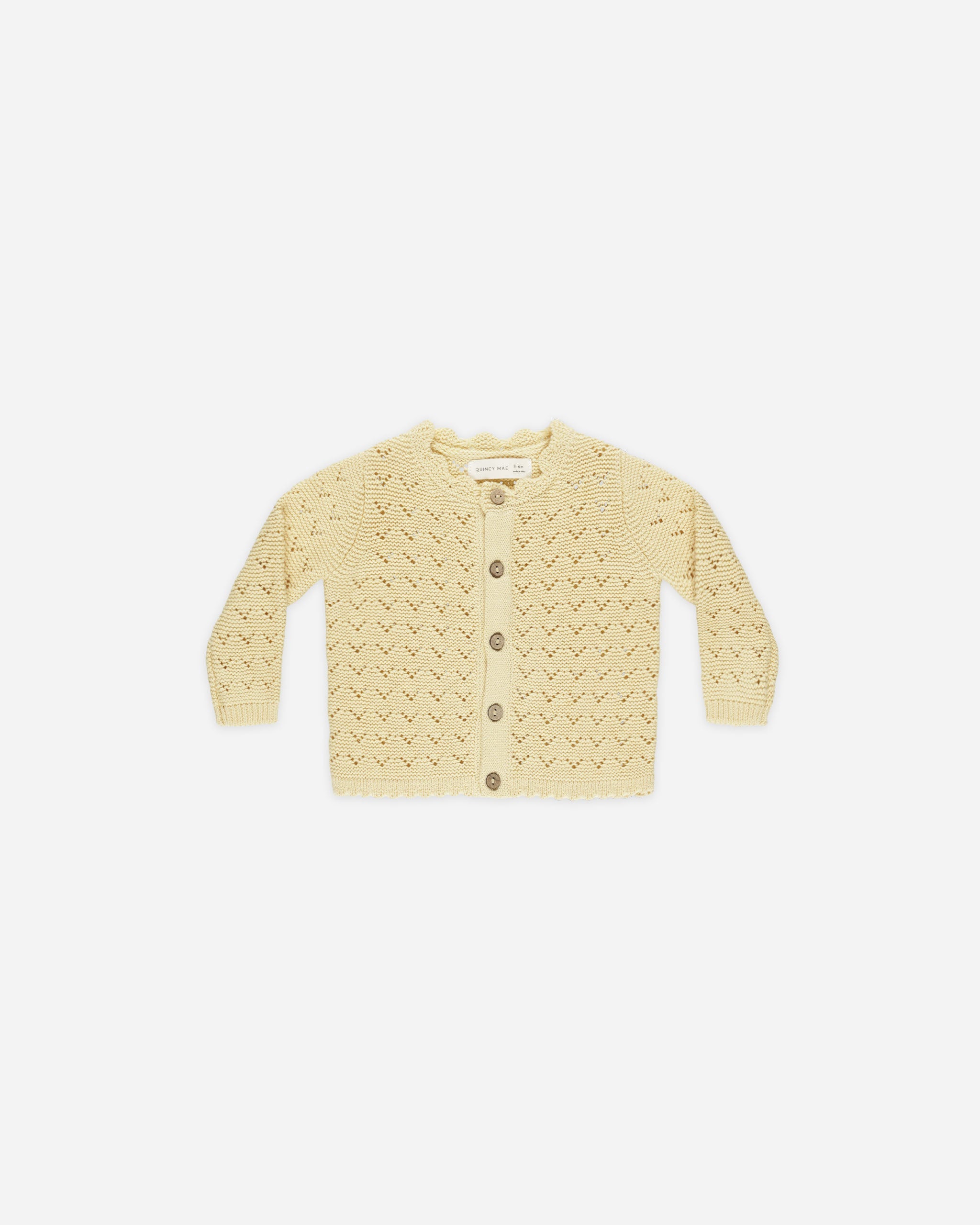 -Cardigan festonné || Jaune-
