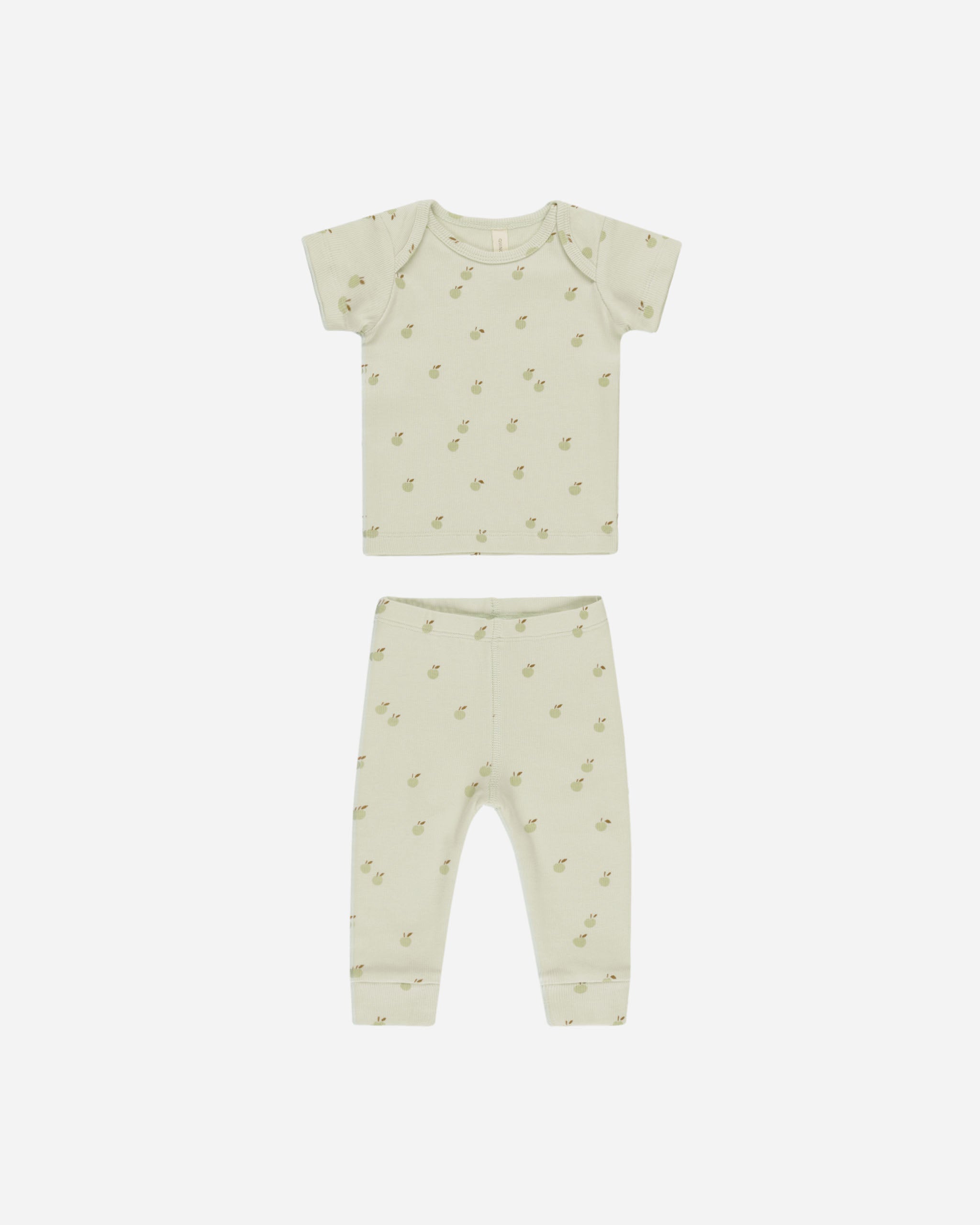 Ensemble t-shirt côtelé à manches courtes et legging || Pommes