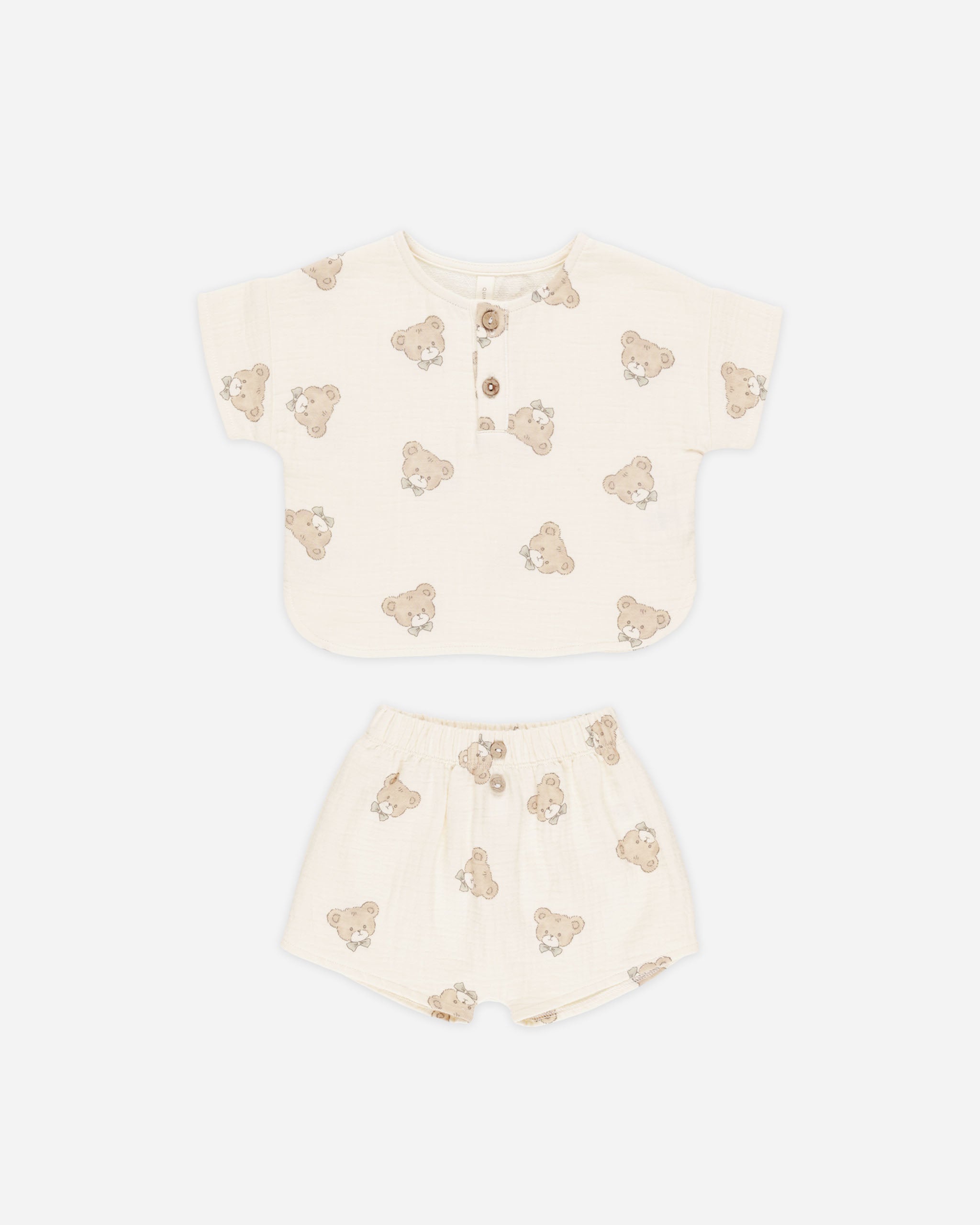 -Woven Boxy Top + Short Set || Teddy-