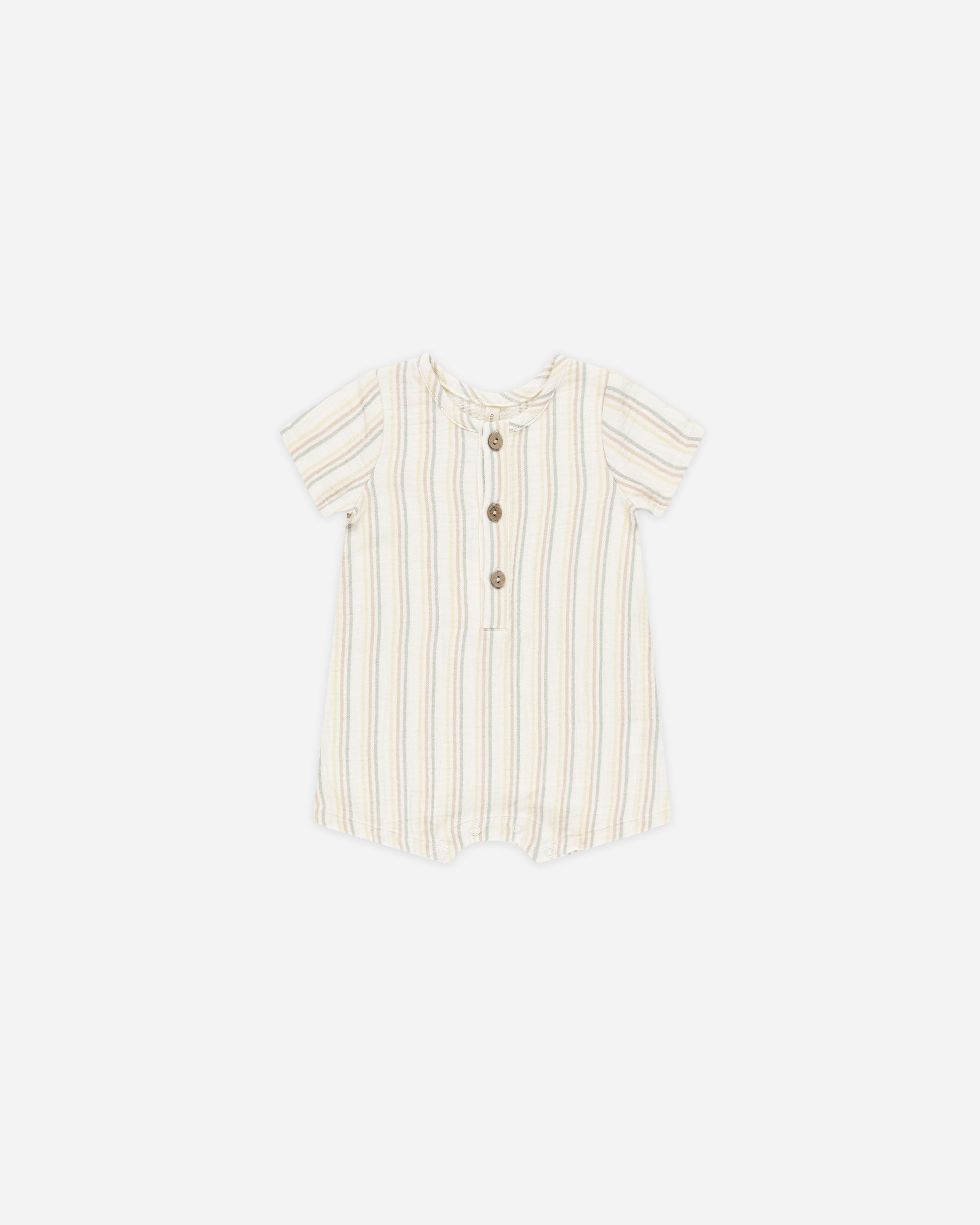 Short Sleeve Woven Romper || Summer Stripe