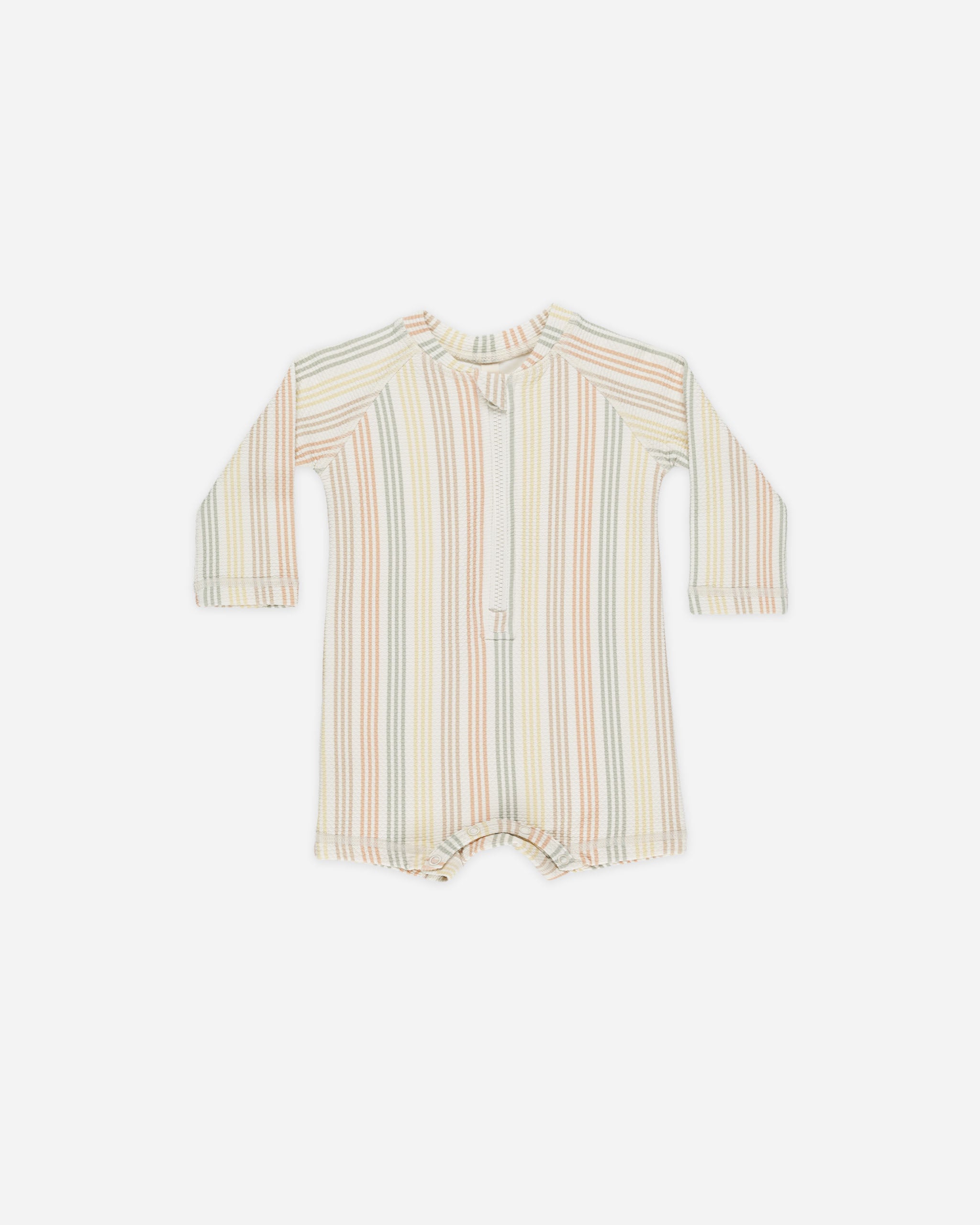 Quincy Mae Zip Rashguard One-Piece in Retro Poppy Stripe