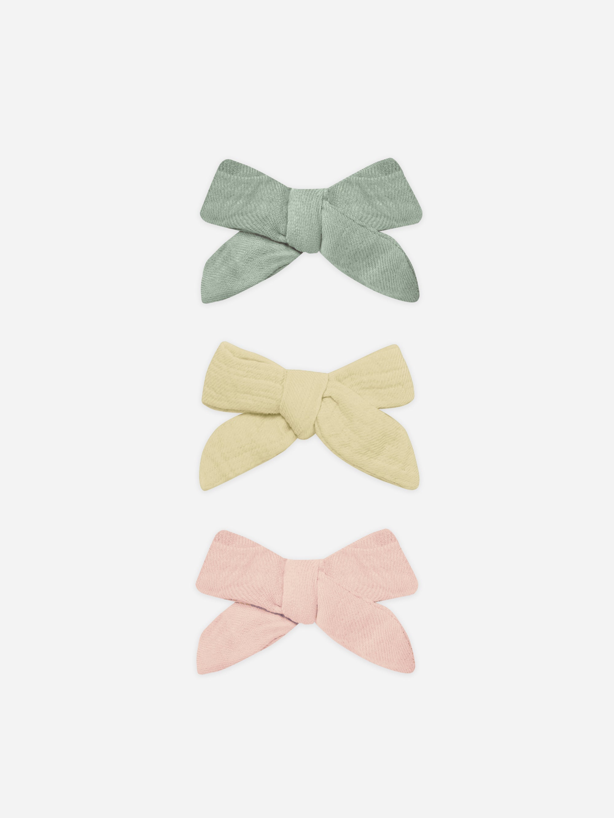 Noeud avec pince, lot de 3 || Sauge, jaune, melon