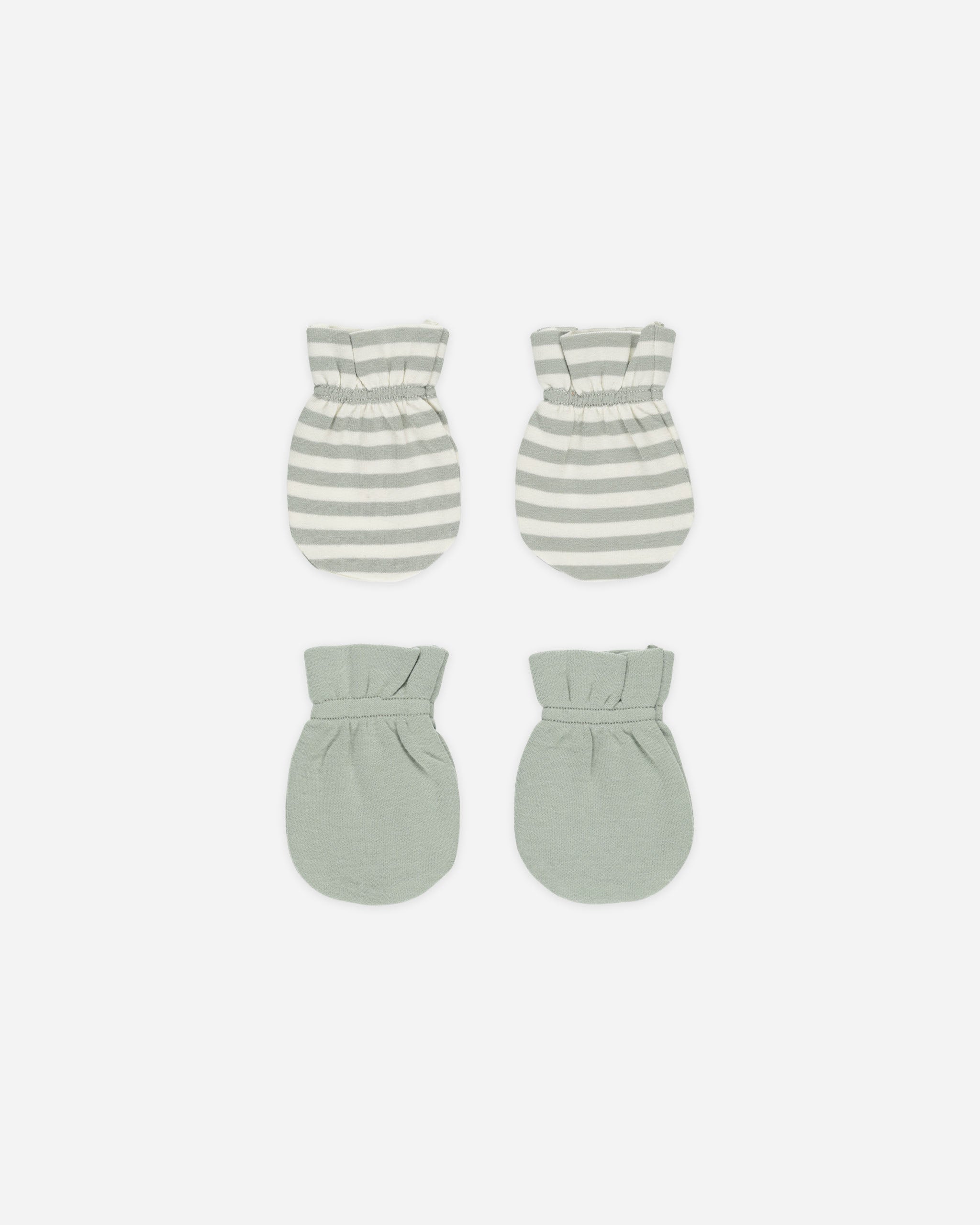 No Scratch Mittens, Set of 2 || Sage Stripe, Sage