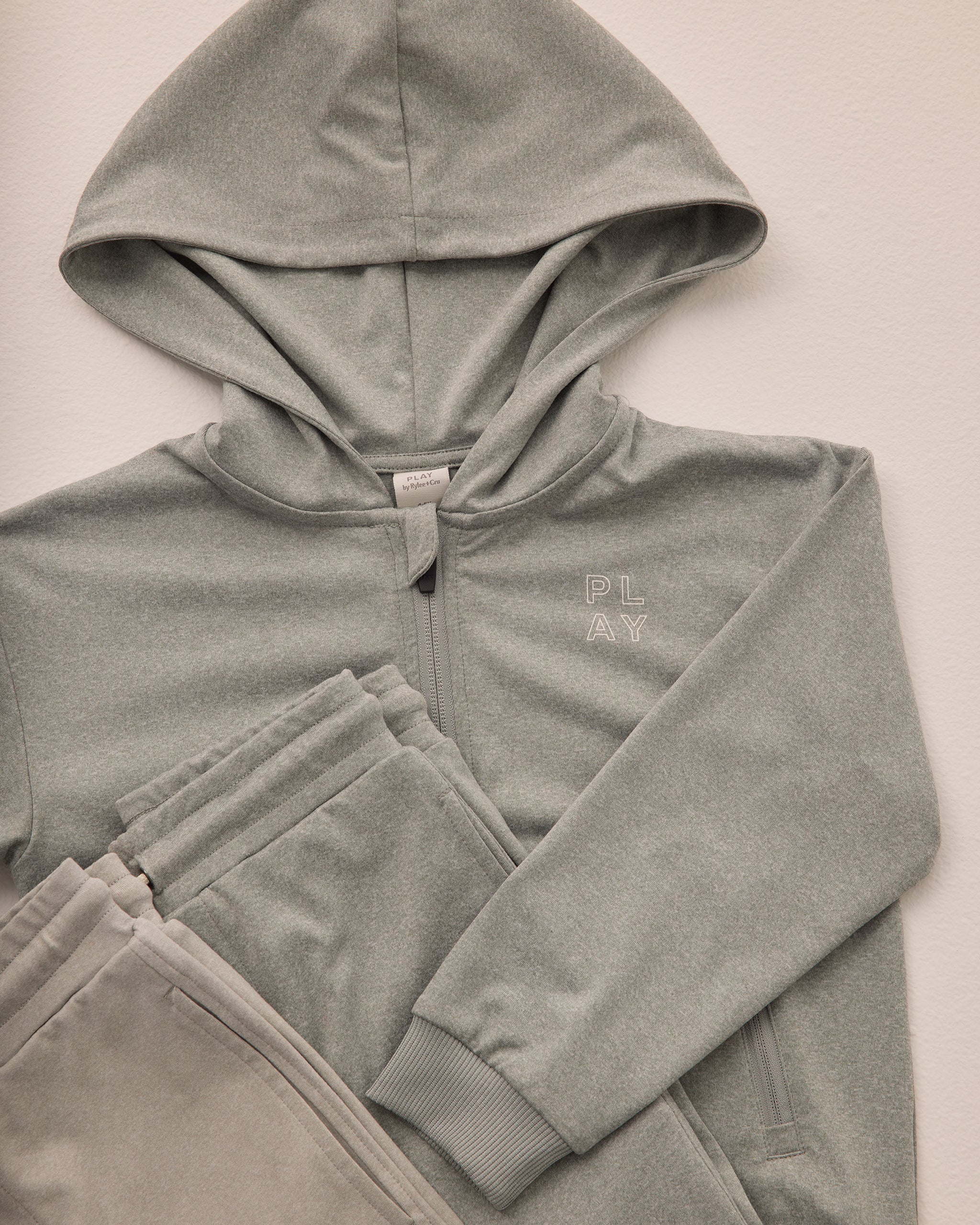 Zip-Up Tech Hoodie || Heathered Eucalyptus