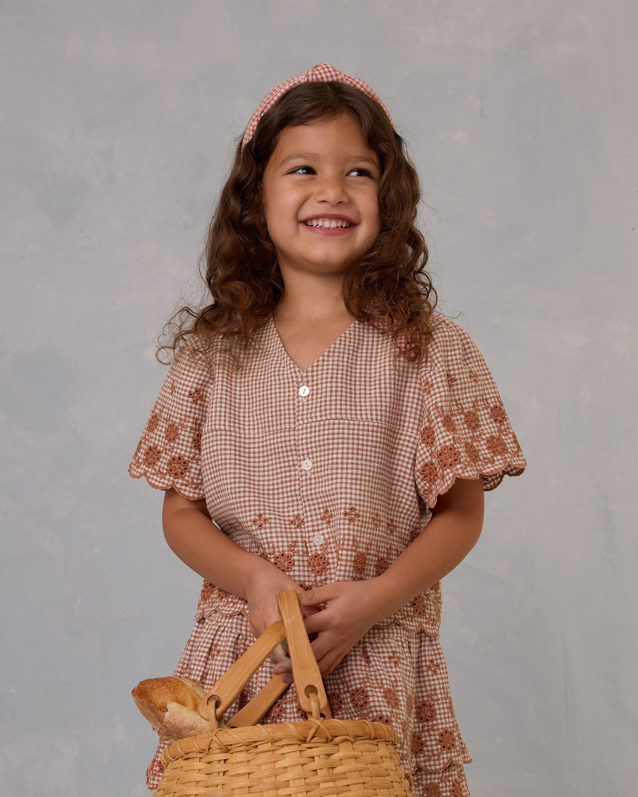 Haut Cleo || Motif vichy coquelicot