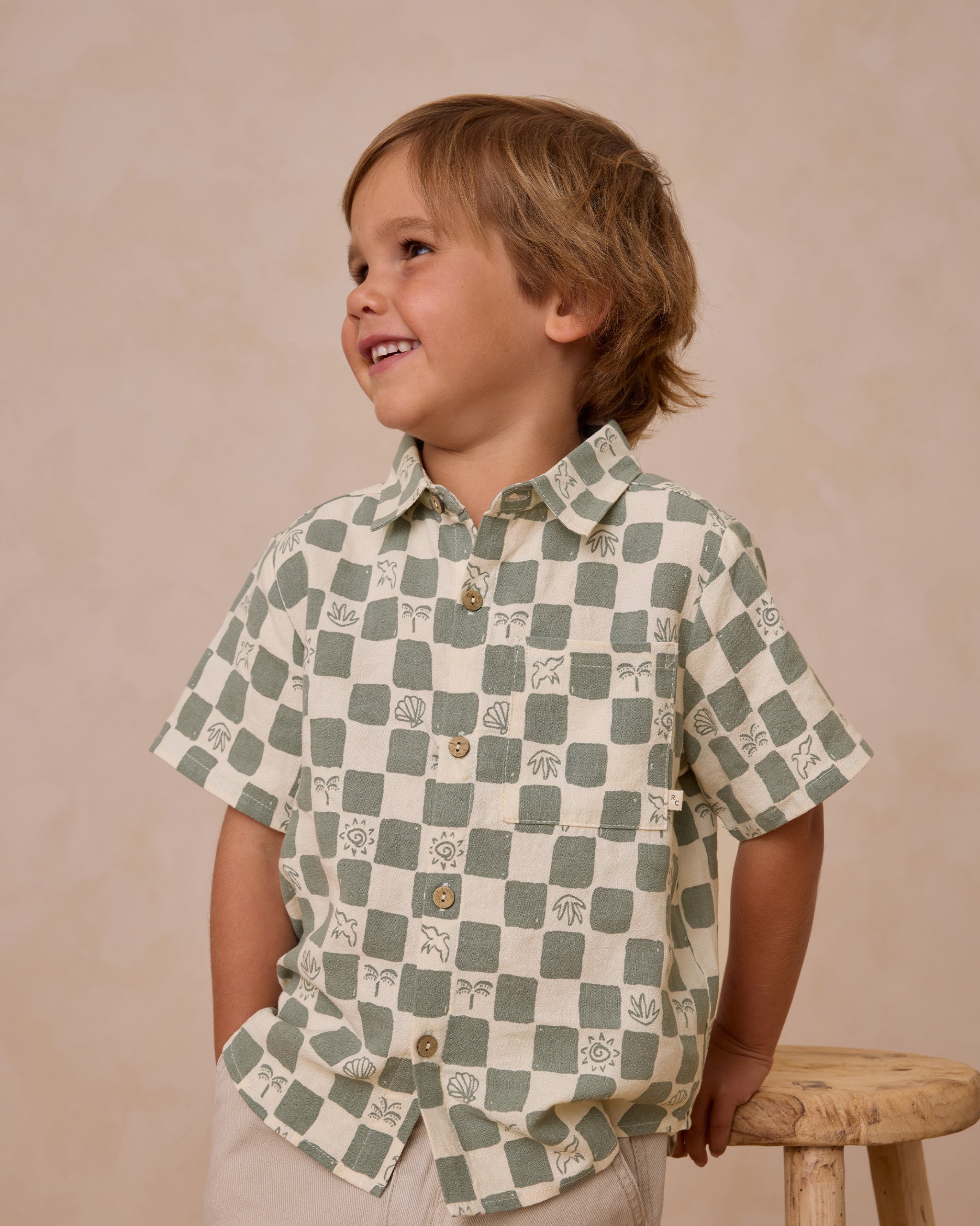 Chemise à manches courtes et col || Carreaux côtiers