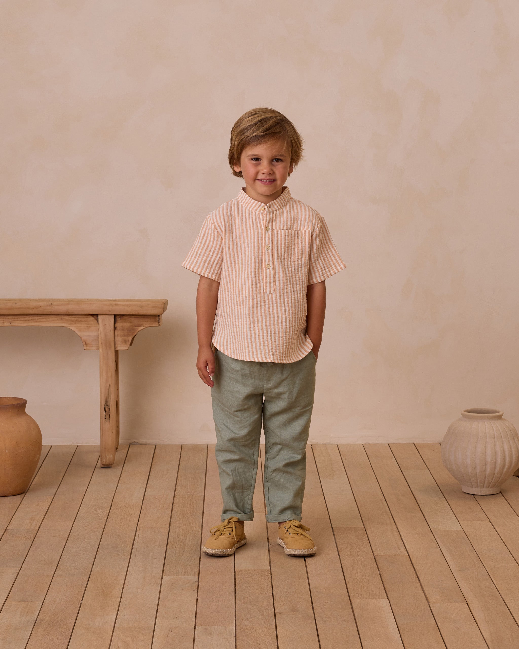 Chemise Mason || Rayures pamplemousse