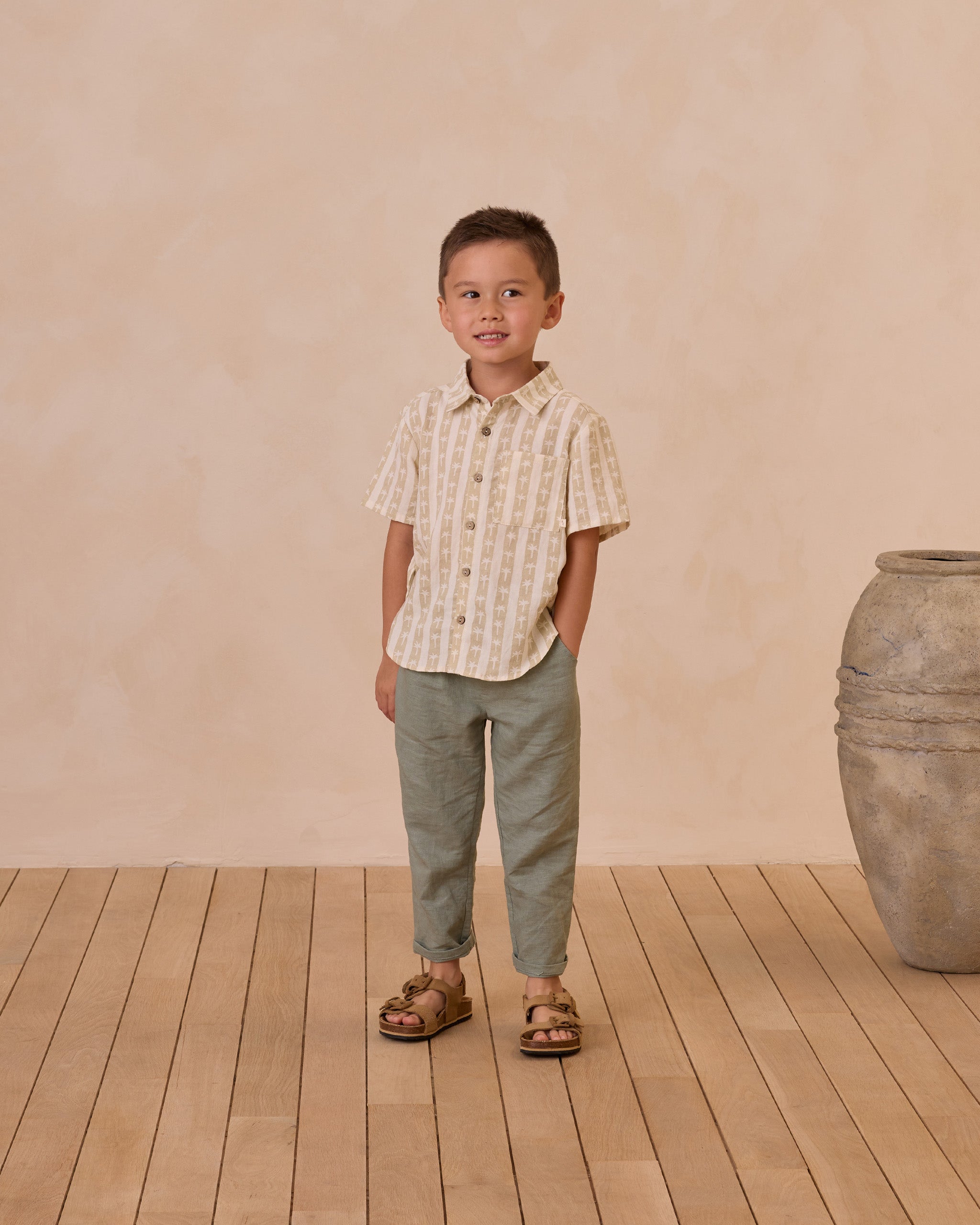 Chemise à manches courtes et col || Rayures palmier