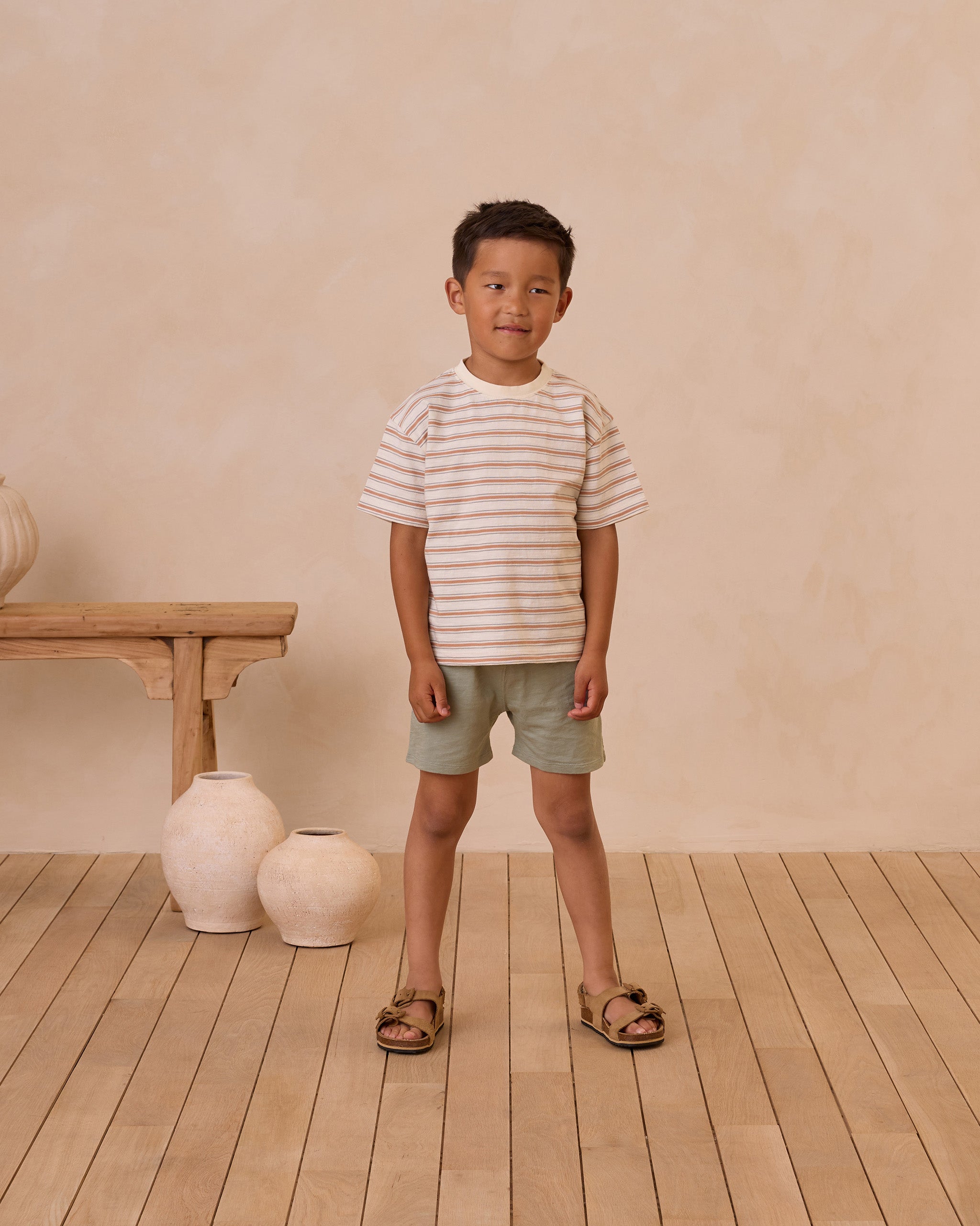 T-shirt décontracté || Rayures pamplemousse