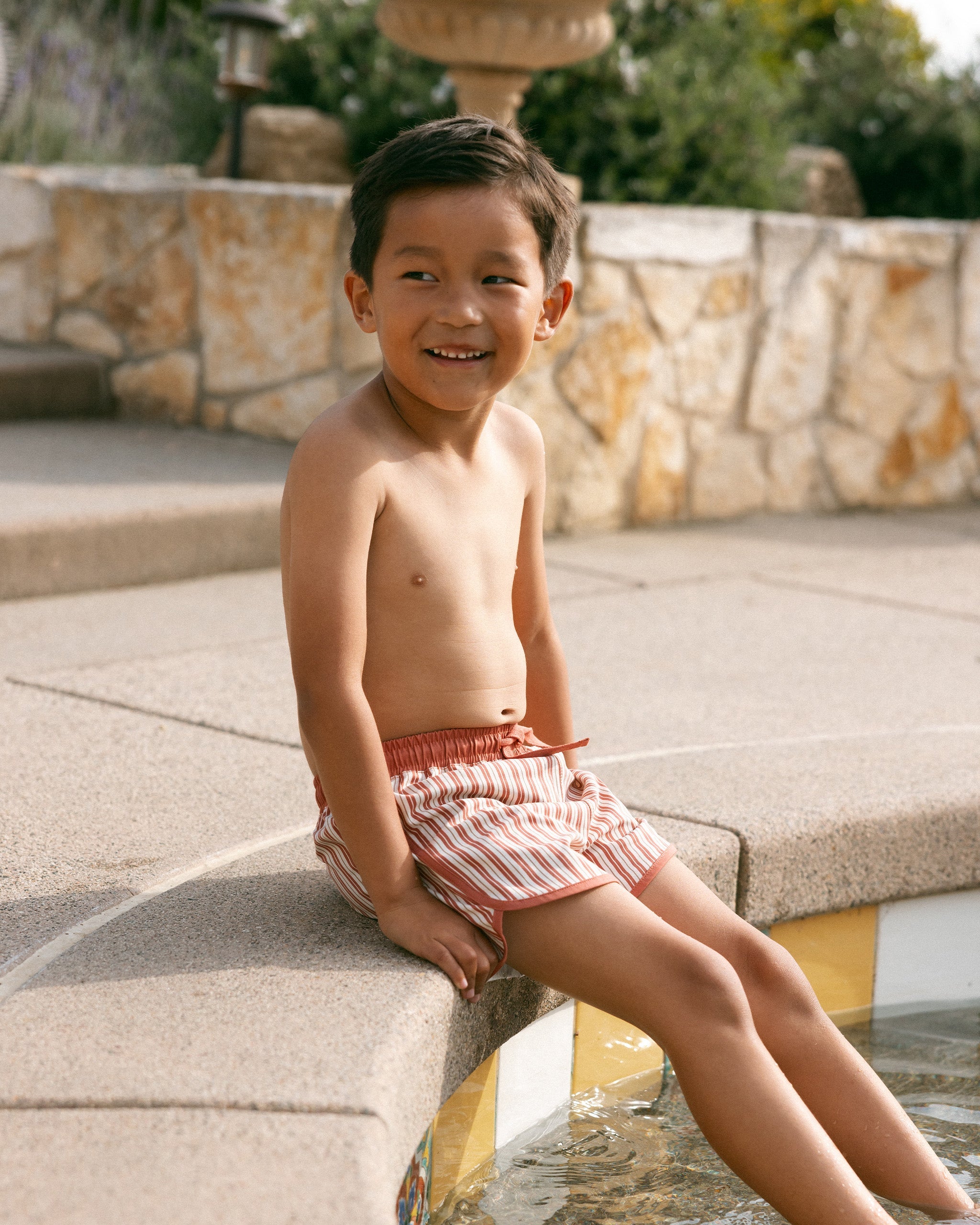 Maillot de bain || Rayures coquelicot