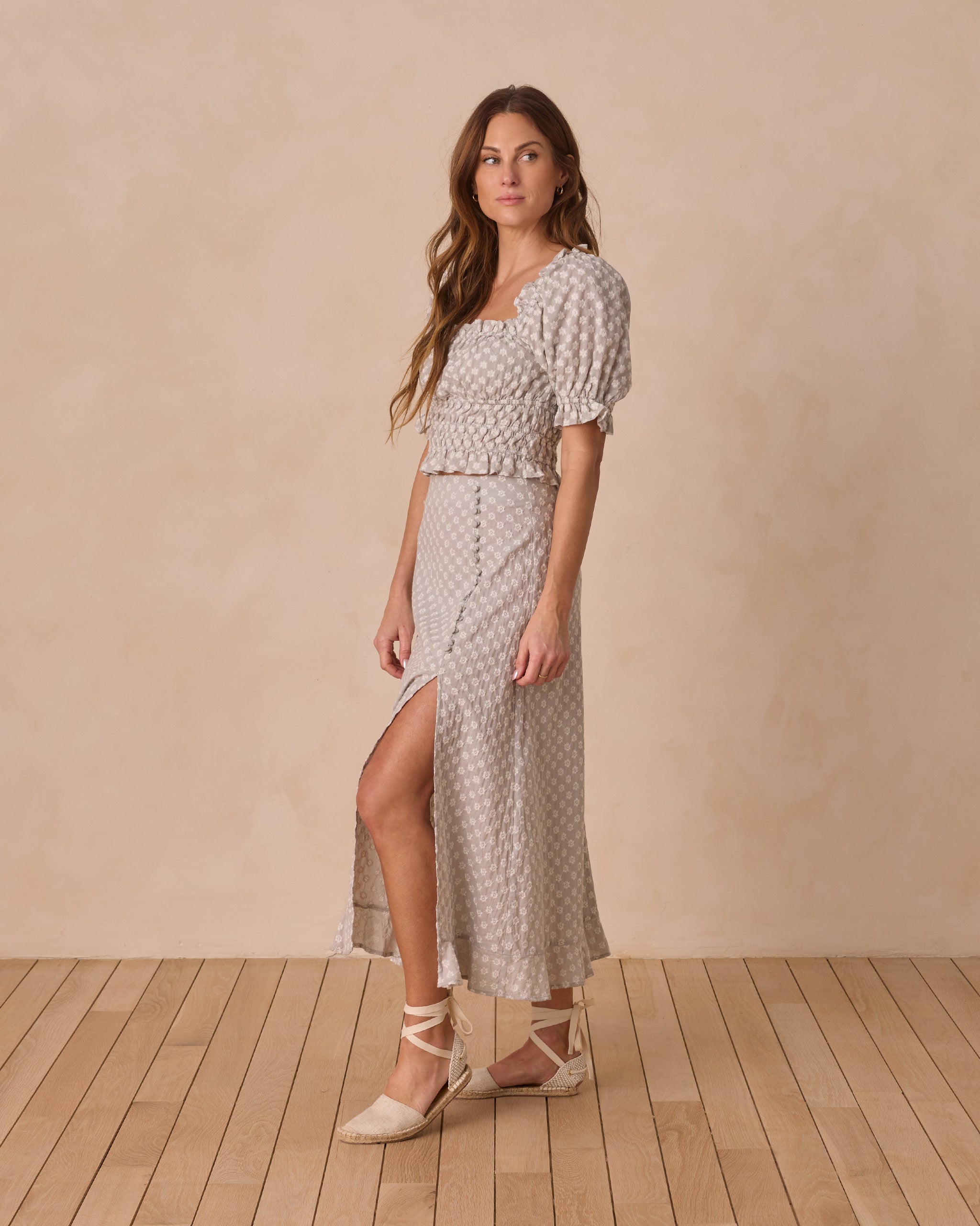 Button Slit Skirt || Seafoam