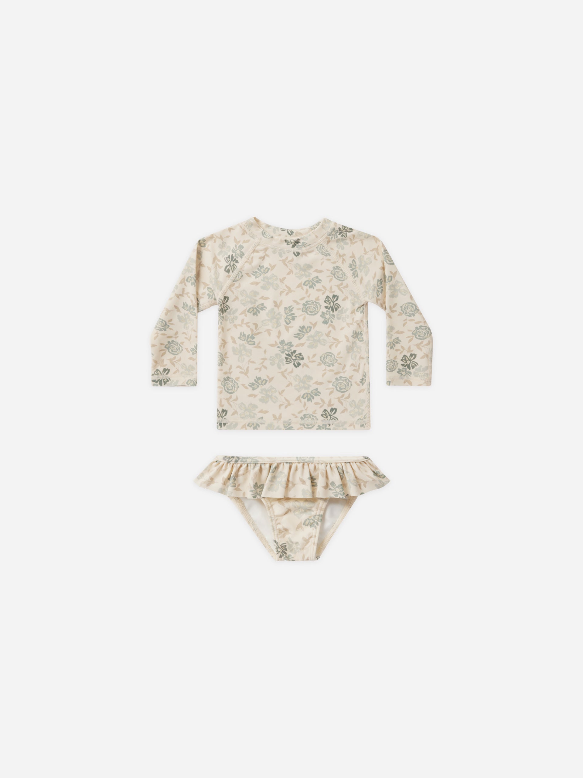 Rash Guard Girls Set || Blue Floral - Rylee + Cru | Kids Clothes | Trendy Baby Clothes | Modern Infant Outfits |
