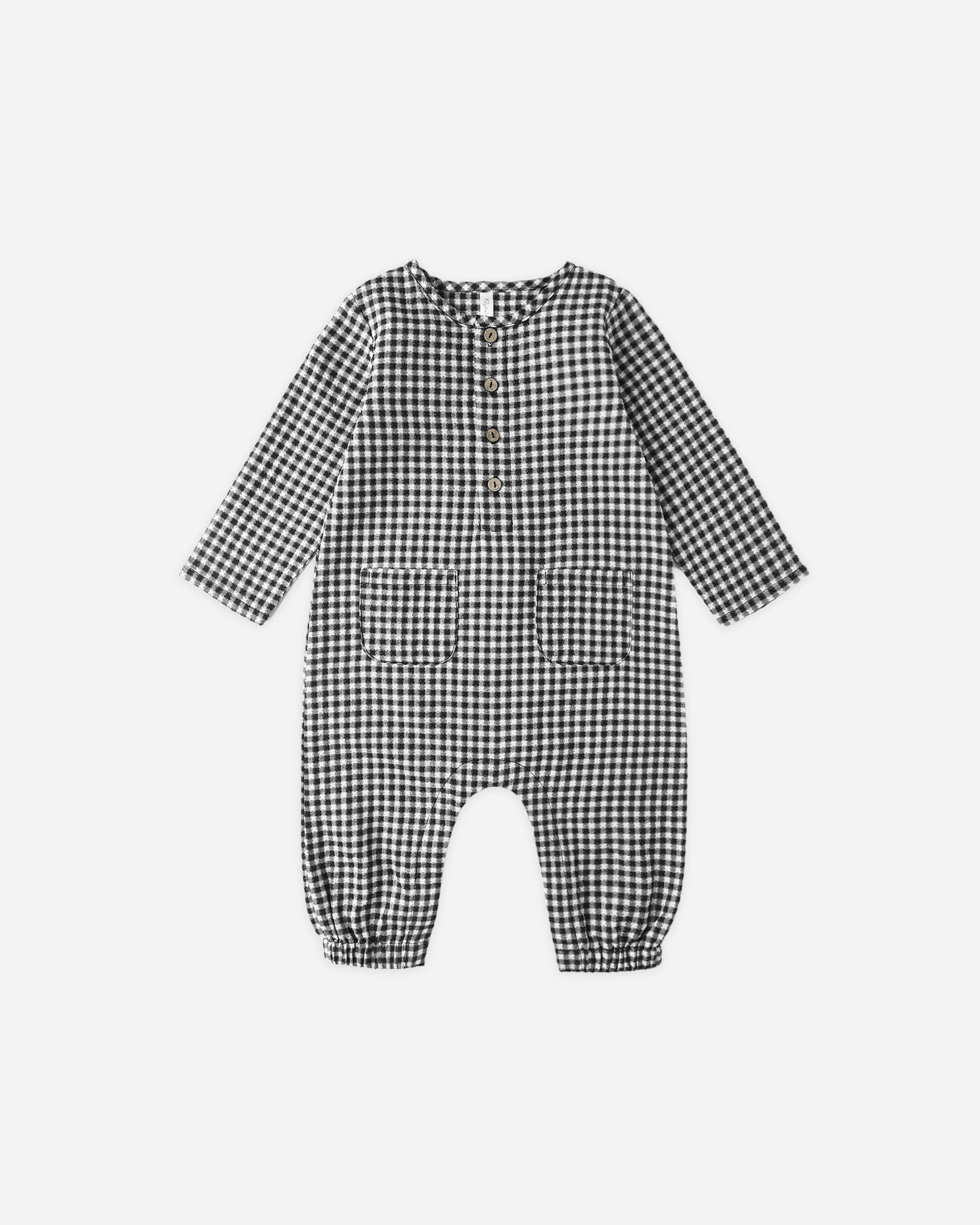 Long Sleeve Woven Jumpsuit || Black Gingham - Rylee + Cru | Kids Clothes | Trendy Baby Clothes | Modern Infant Outfits |